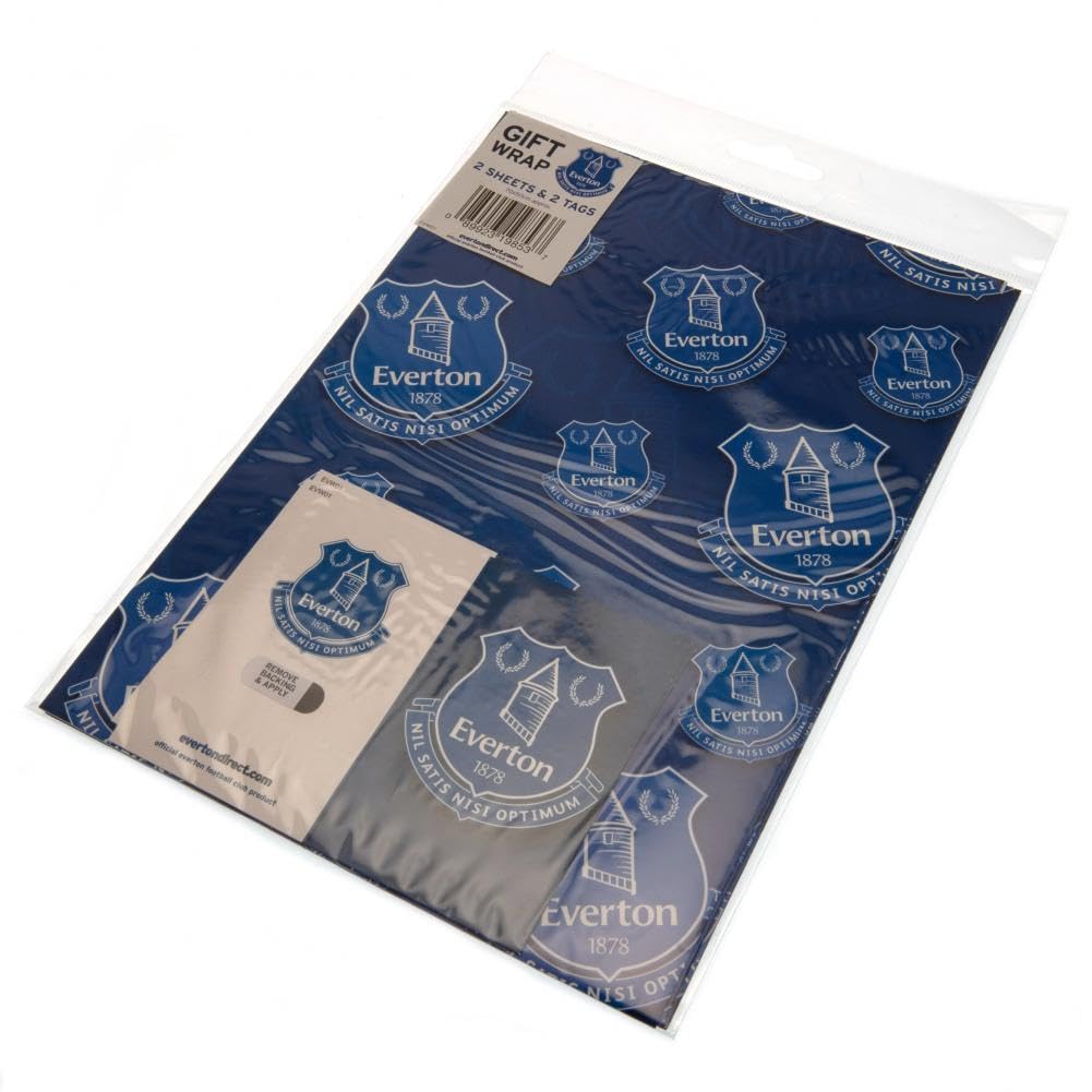 Everton Gift Wrapping Paper - 2 Sheets & 2 Tags | Blue, Glossy Finish 4