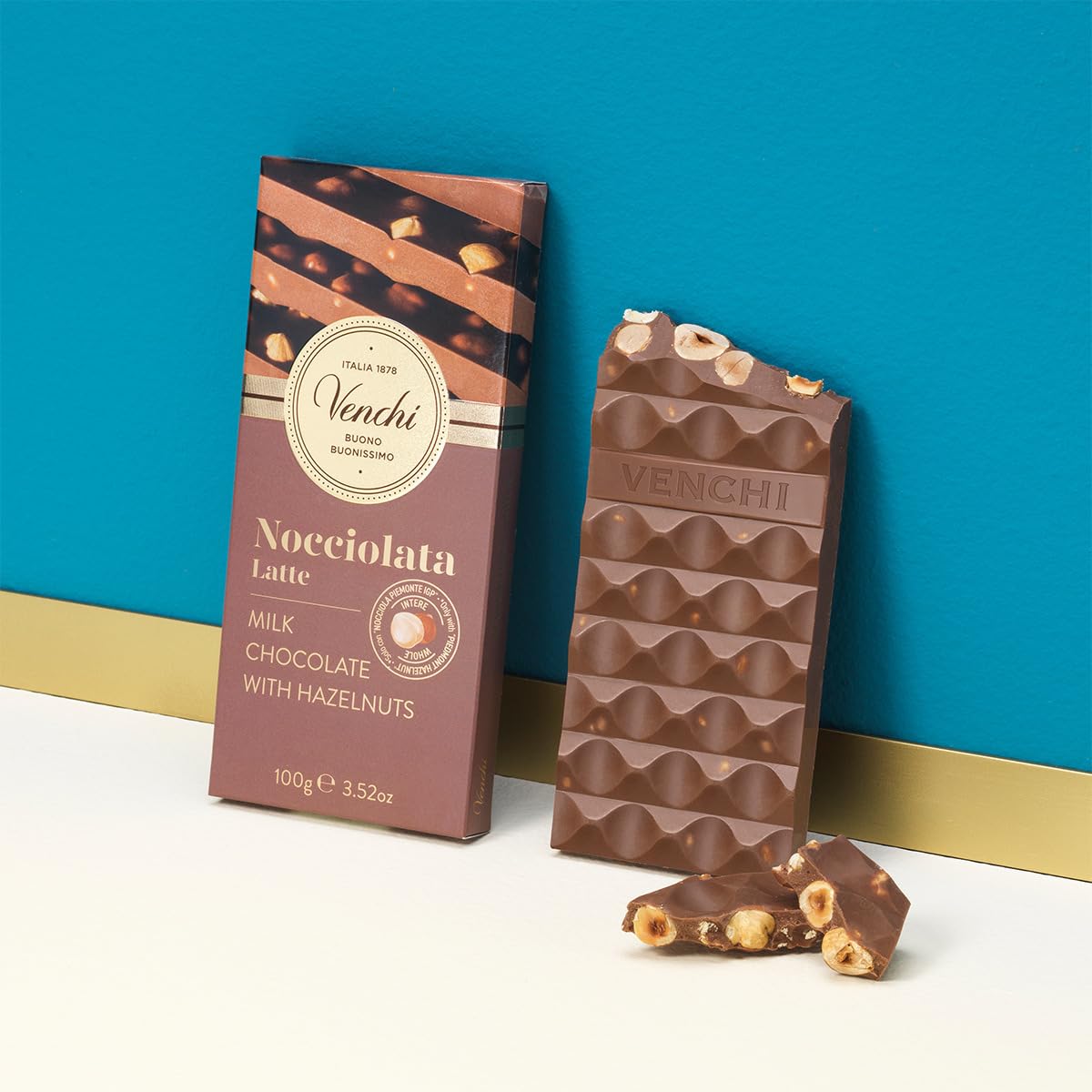 Venchi Milk Chocolate Hazelnut Bar 100g with Whole Piedmont Hazelnuts - Gluten Free 6