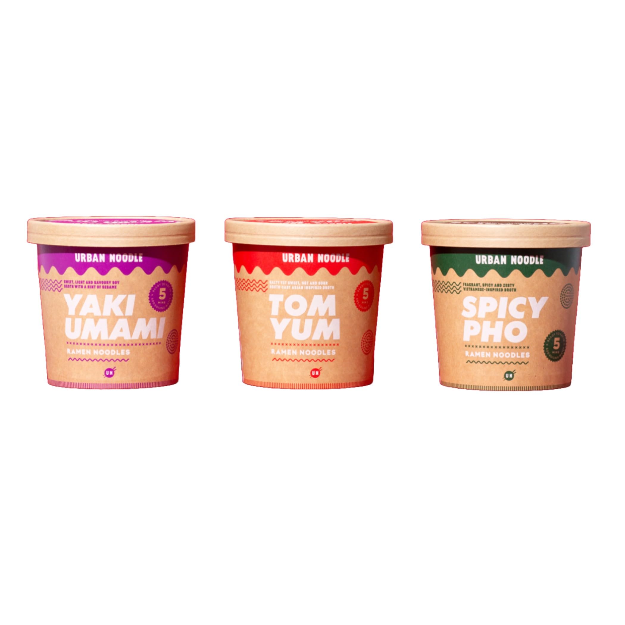 Urban Noodle - Tom Yum, Spicy Pho & Yaki Umami Ramen Noodles Variety Pack, Vegan Friendly