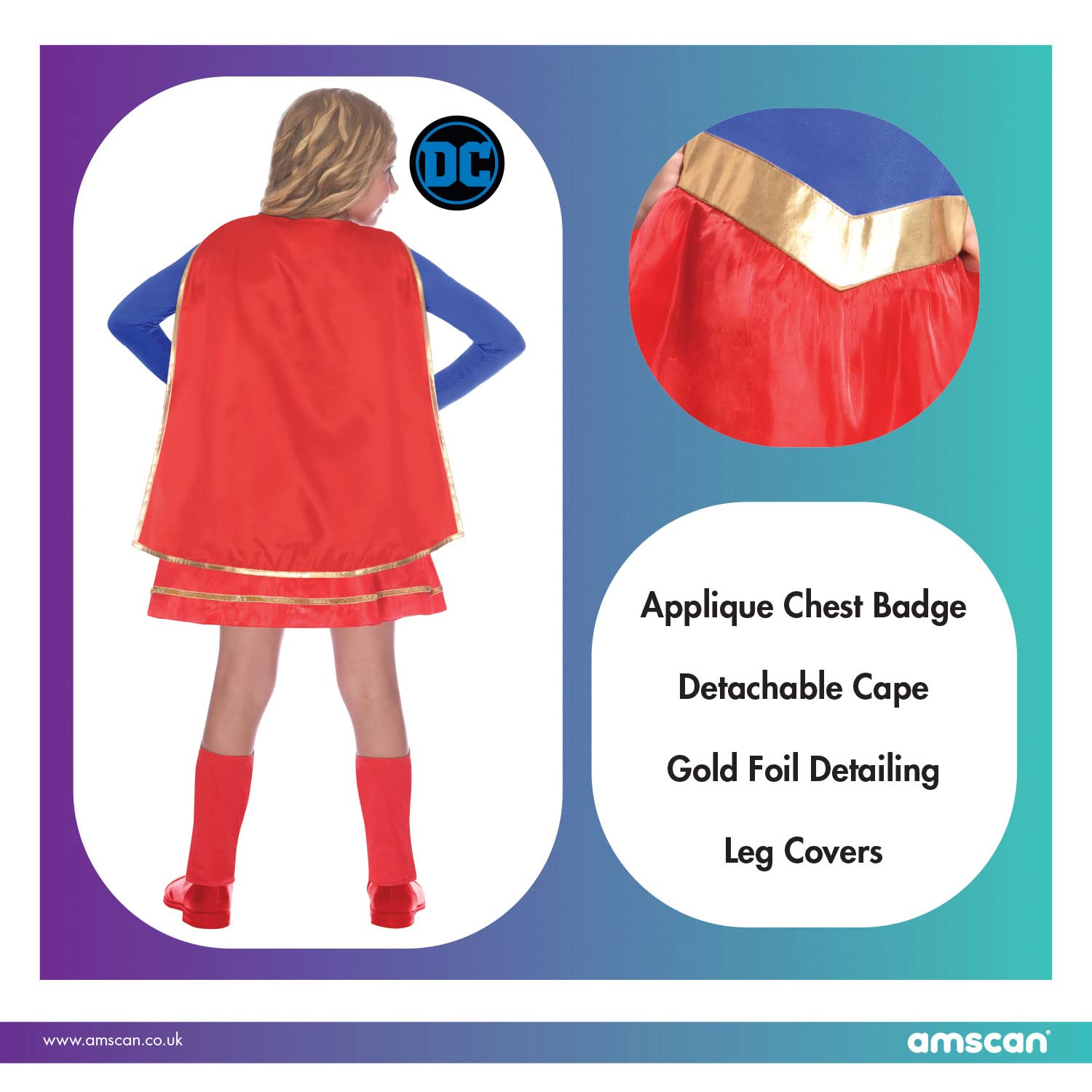 amscan Warner Bros. DC Comics Supergirl Classic Fancy Dress Costume - Kids 3