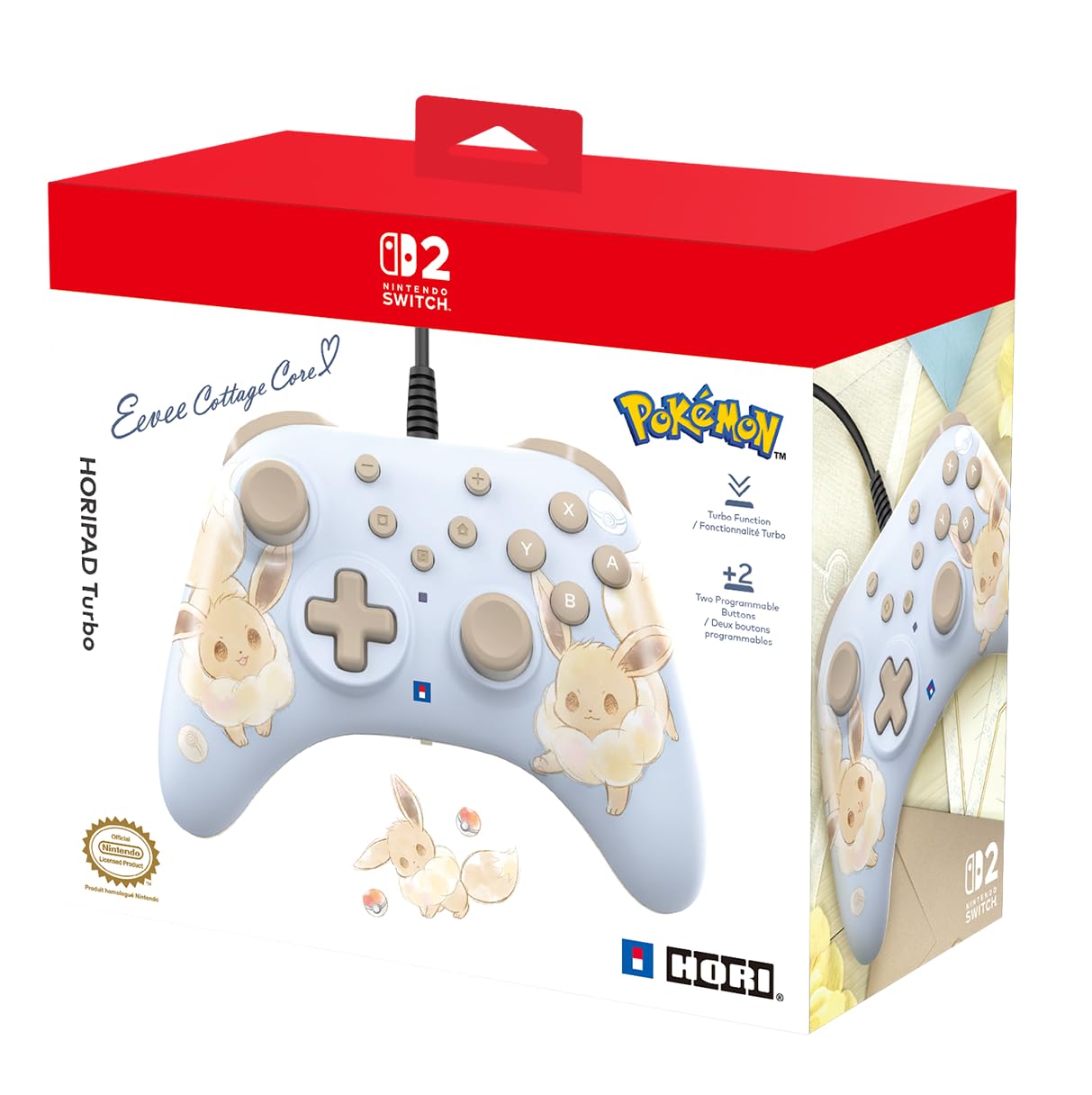 HORIPAD Turbo Eevee Cottage Core Wired Controller for Nintendo Switch 2