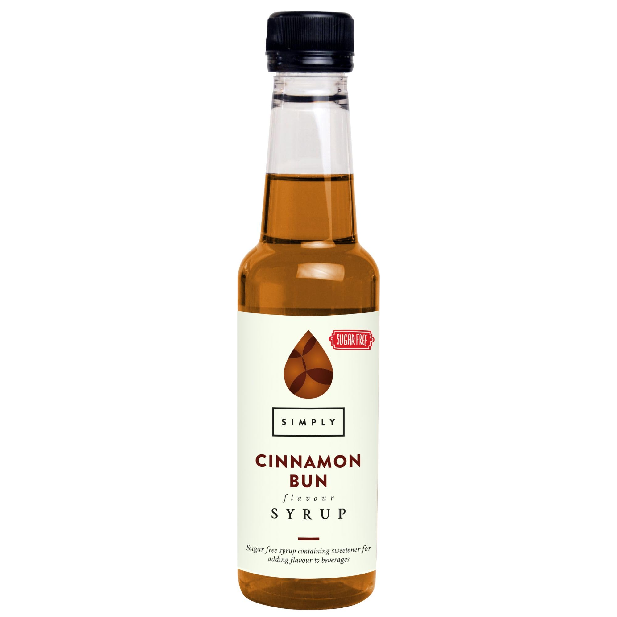 Simply Sugar Free Cinnamon Bun Syrup - Vegan & Nut Free Flavoured Syrup for Coffee & Beverages