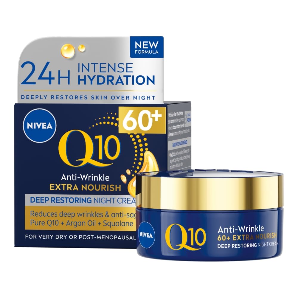NIVEA Q10 Anti-Wrinkle Extra Nourishing Night Cream - Reduces Deep Wrinkles, Intensely Hydrating, 50ml