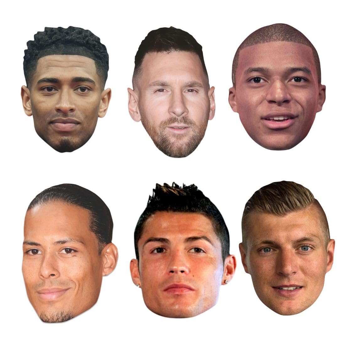 STAR CUTOUTS World Champion Footballers Six Pack of Masks - Cardboard, Regular Size