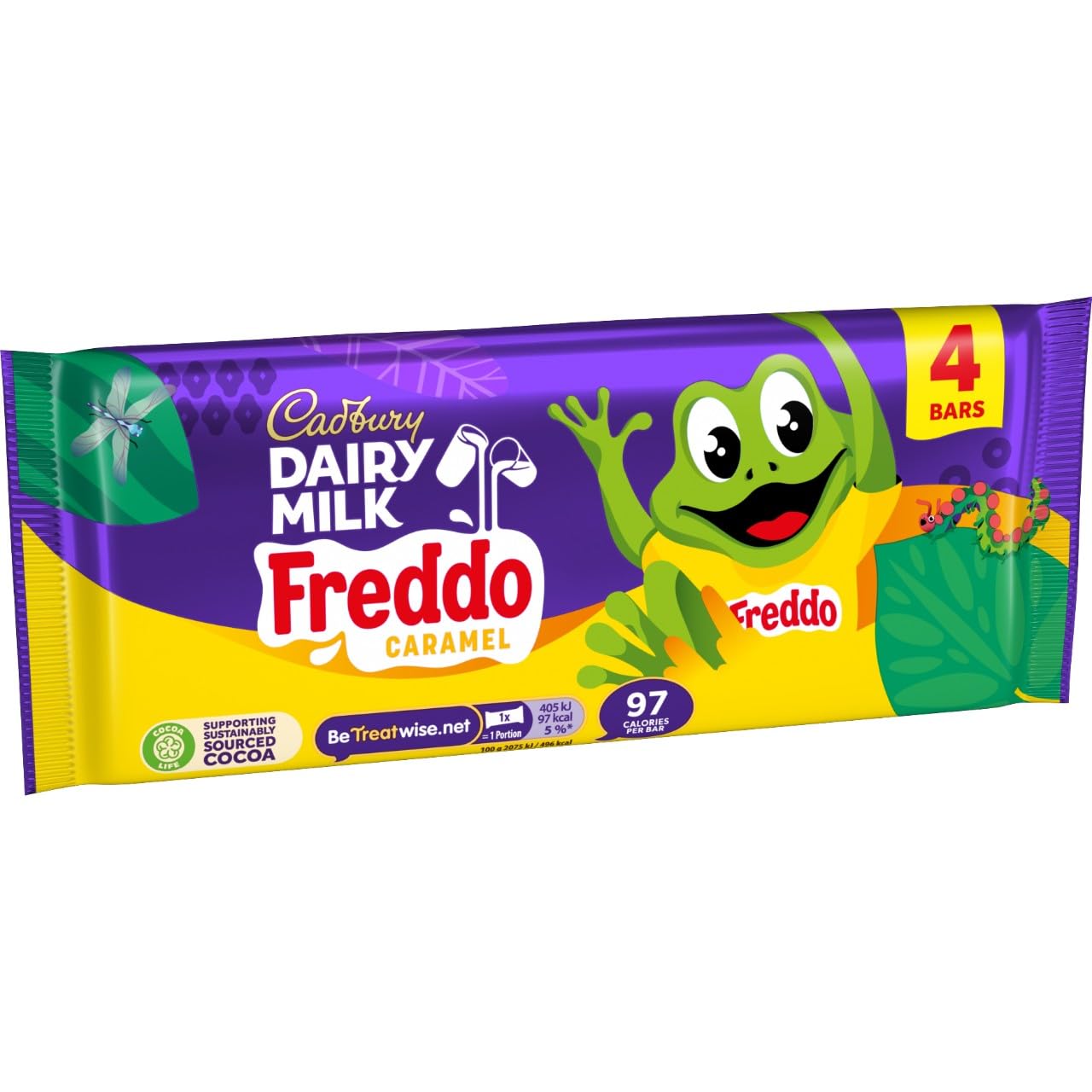 Cadbury Dairy Milk Freddo Karamell-Schokoriegel, 4 x 78 g große Leckereien
