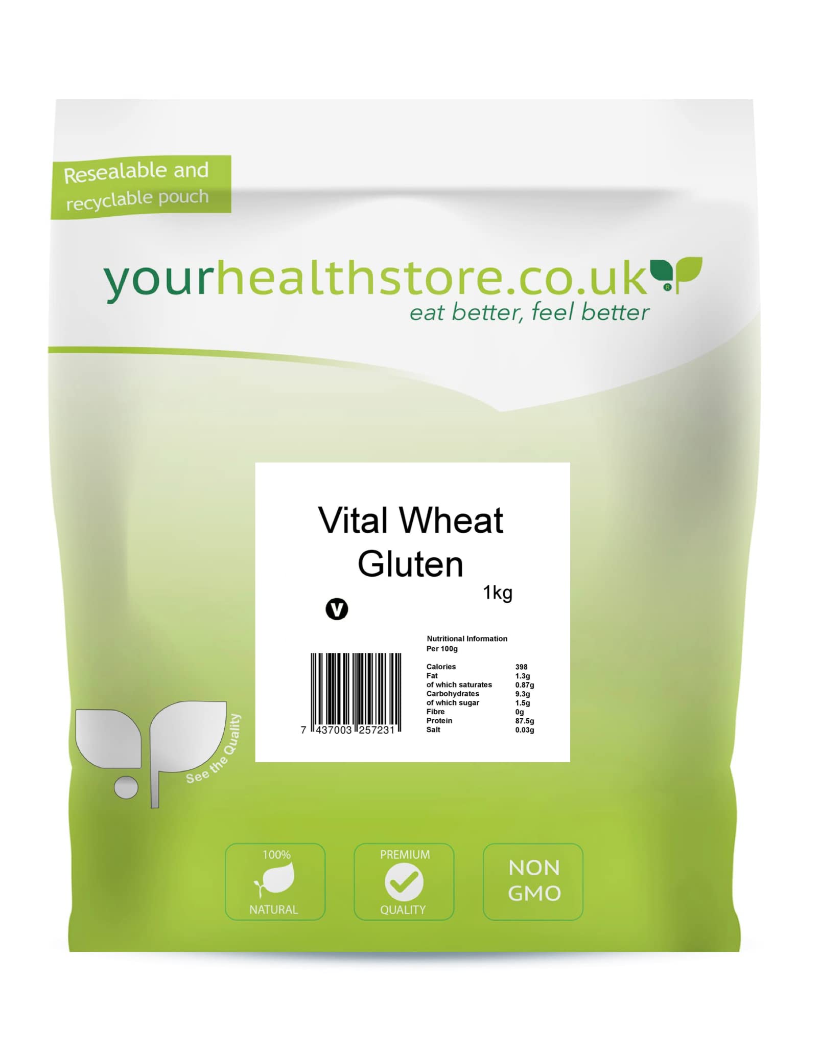 yourhealthstore® Premium Vital Wheat Gluten Flour 1kg, 87.5% Protein, Keto & Seitan Baking 3