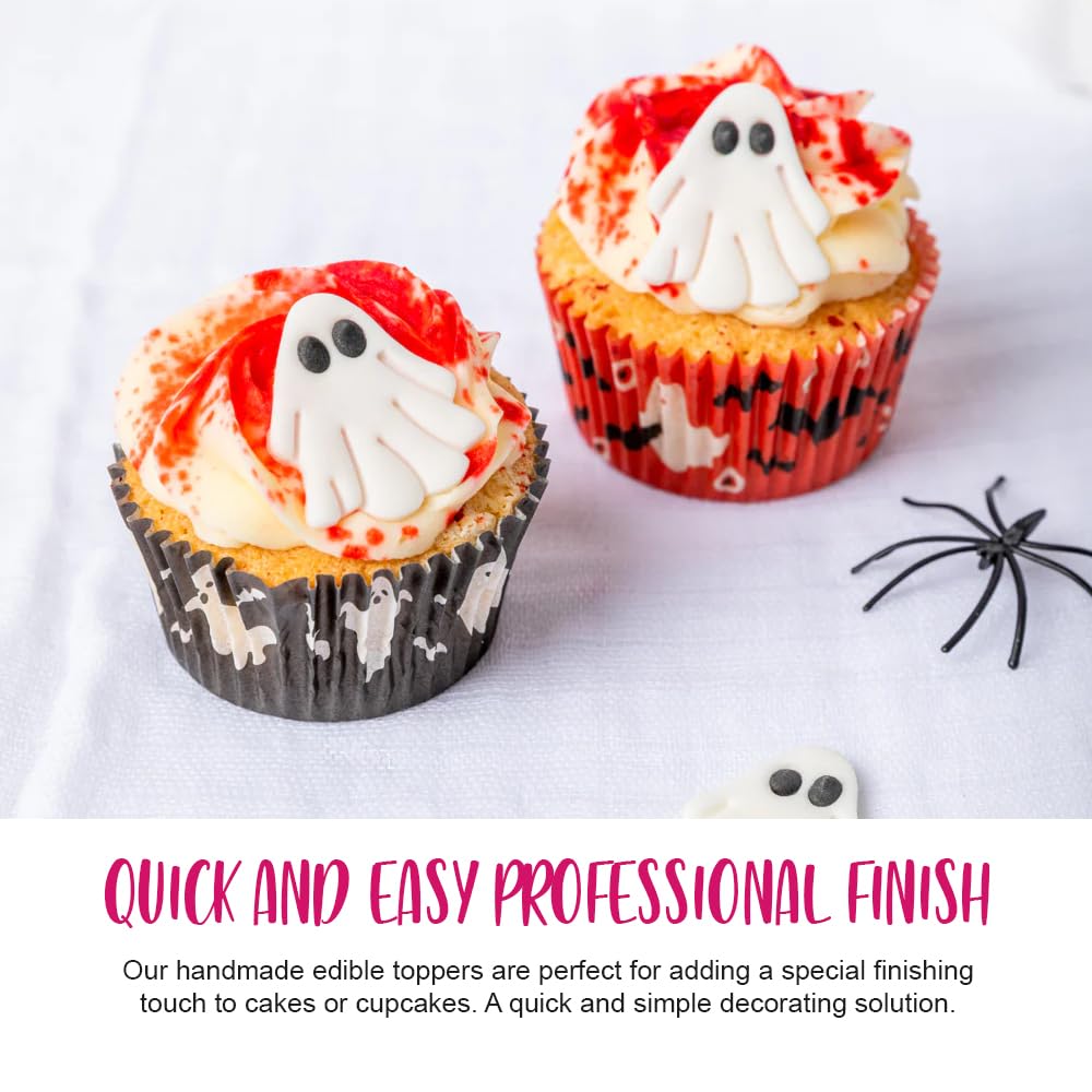 Anniversary House - Halloween Spooky Ghost Edible Sugarcraft Cake Toppers Pack of 6 4