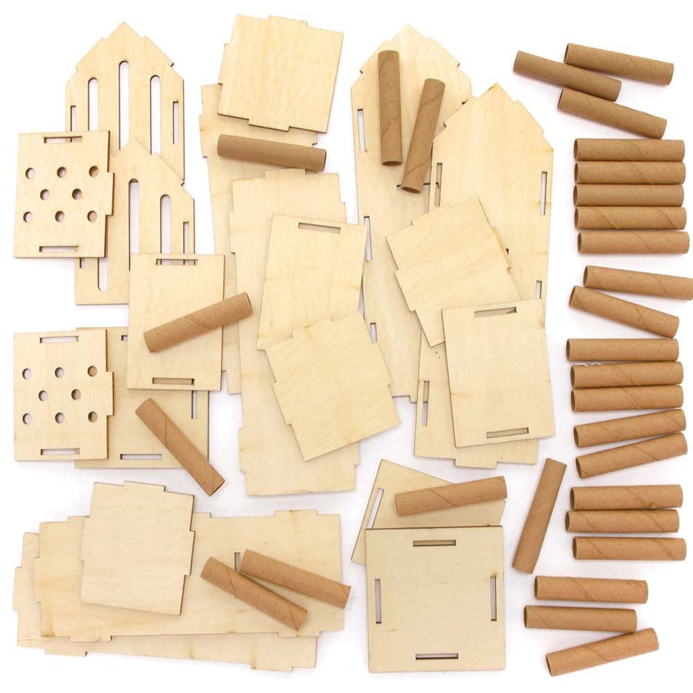 Baker Ross FE508 Wooden Bug Hotel Kit - Pack of 2, DIY Woodcraft Activity for Kids 4