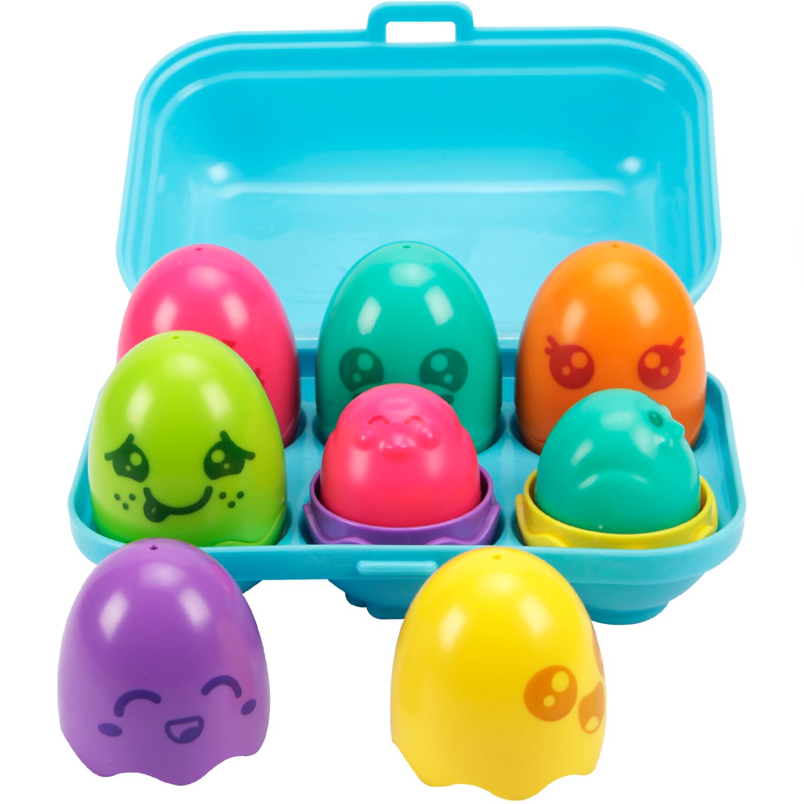 Toomies Hide & Squeak Bright Chicks - 6 Colourful Eggs with Squeak & Rattle | Shape Sorter | Ages 6-36 Months