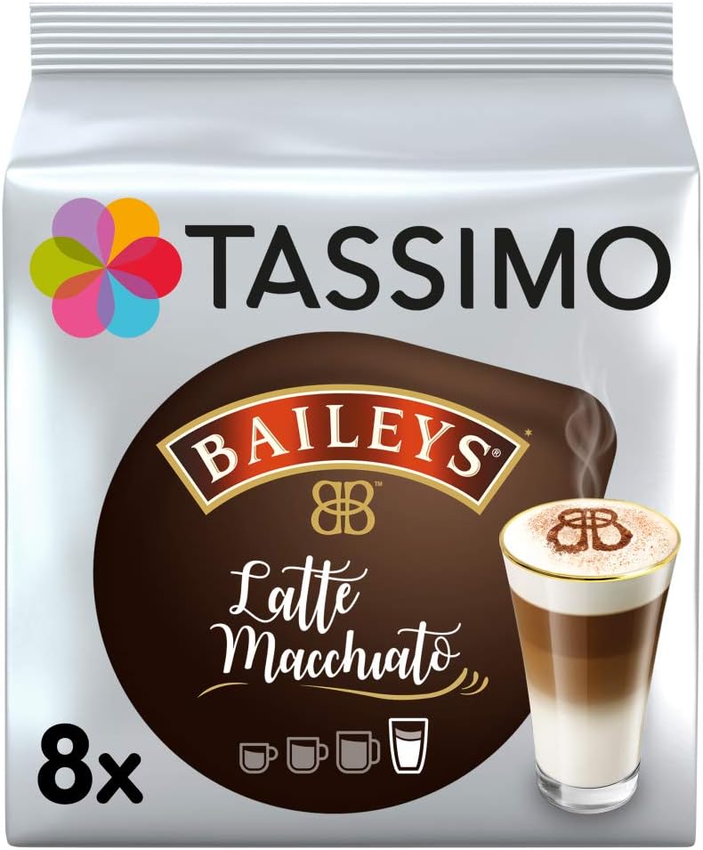 Tassimo Latte Macchiato Baileys Medium Roast Coffee Capsules, 16 Count