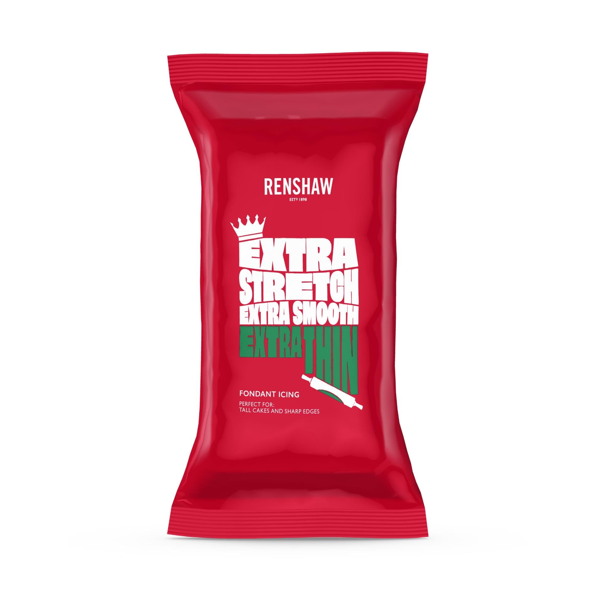 Renshaw - Green Extra Stretch Smooth & Thin Ready to Roll Fondant Icing, 1 kg