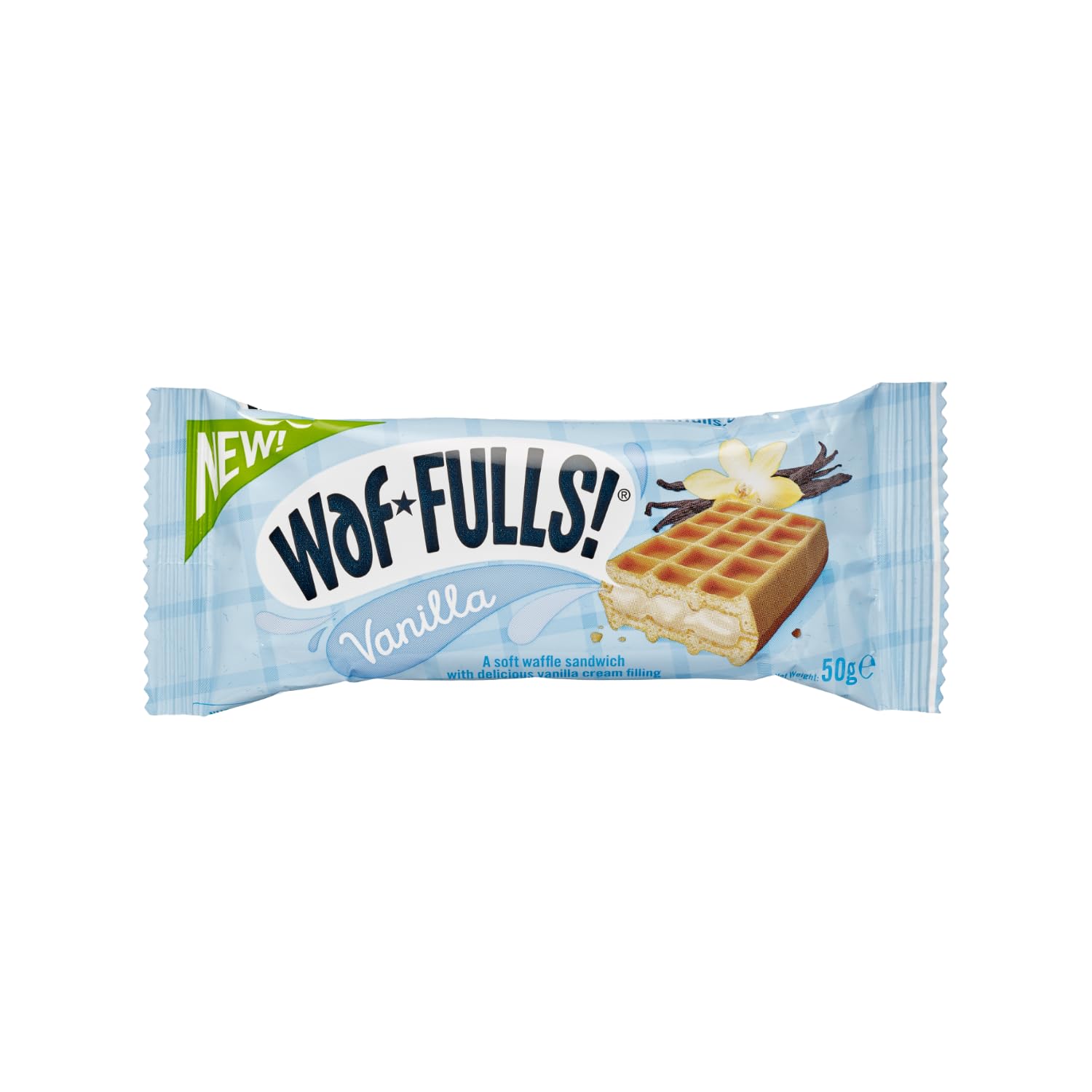 WafFULLS! Vanilla Waffle Sandwich Snack Bars - Ready to Eat, 12 x 50g Pack