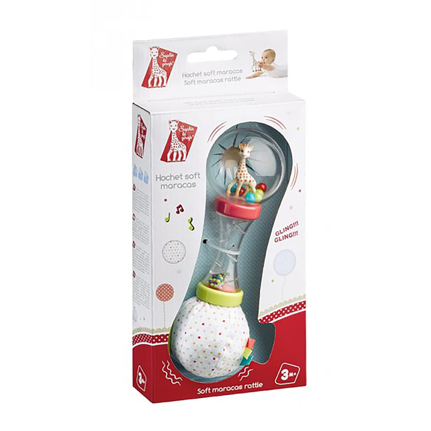 Sophie la girafe Soft Maracas Textured Baby Rattle Toy - Easy Grip Sensory Toy for 3 Months+