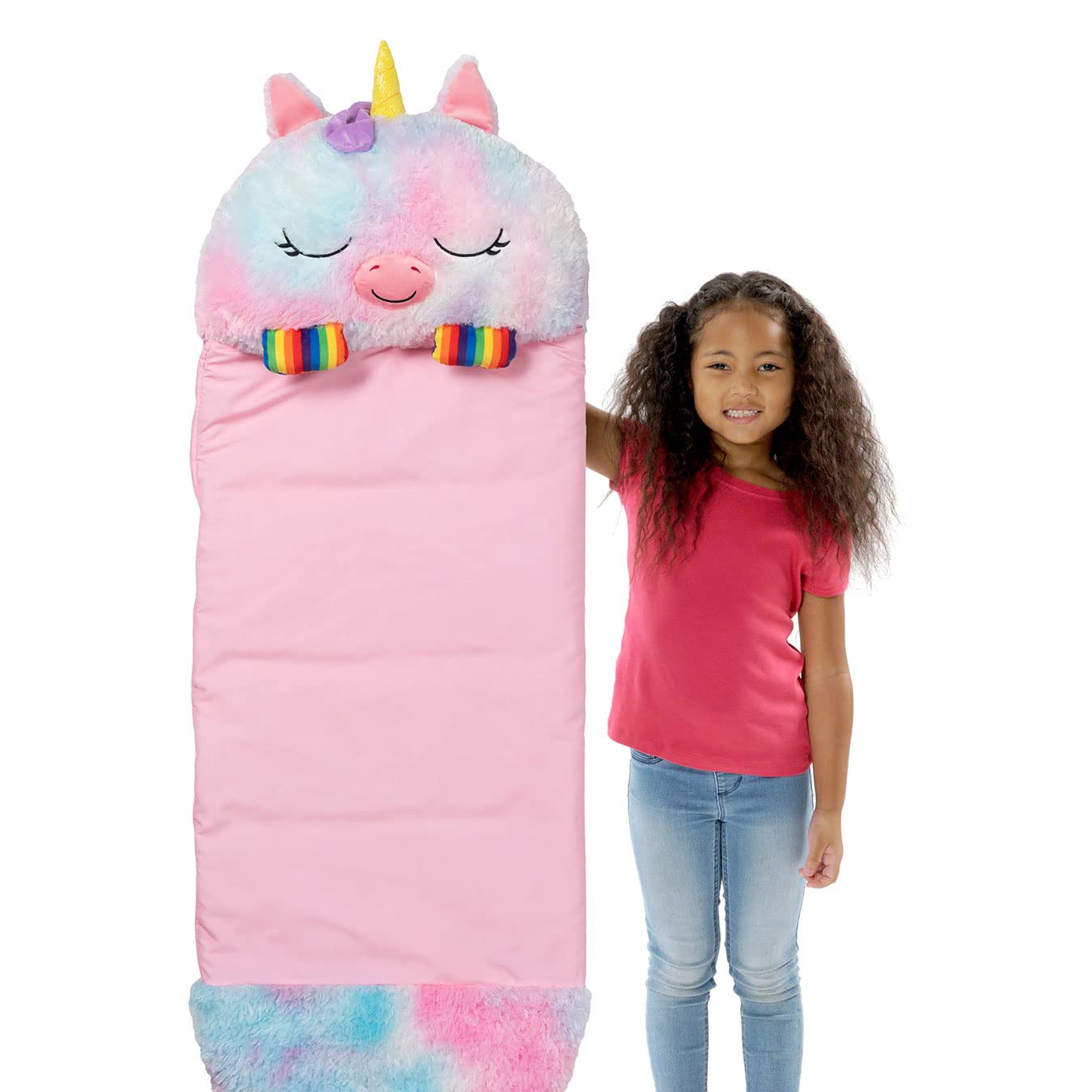 Happy Nappers Kids Sleeping Bag Rainbow Unicorn Medium - Plush Toy, Comfy S 5