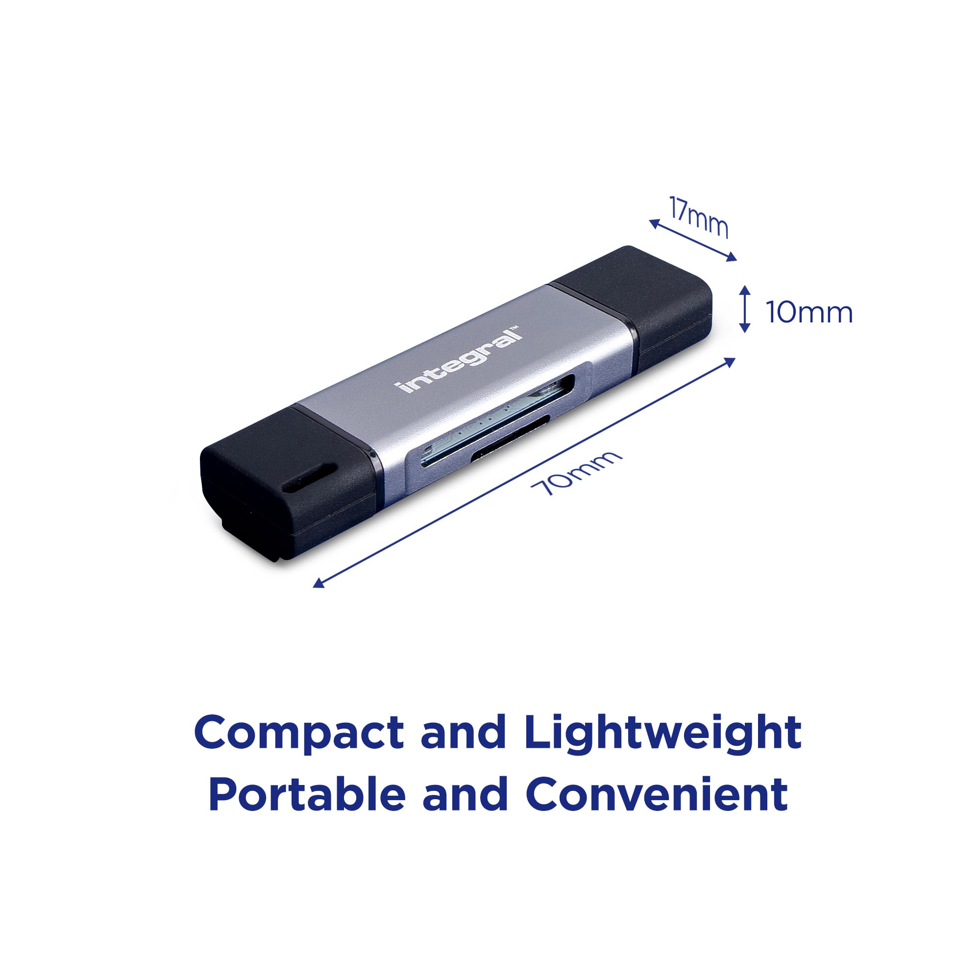 Integral Dual USB 3.0 & USB C microSD/SD Card Reader - INCRUSB3.2ACSDMSDR