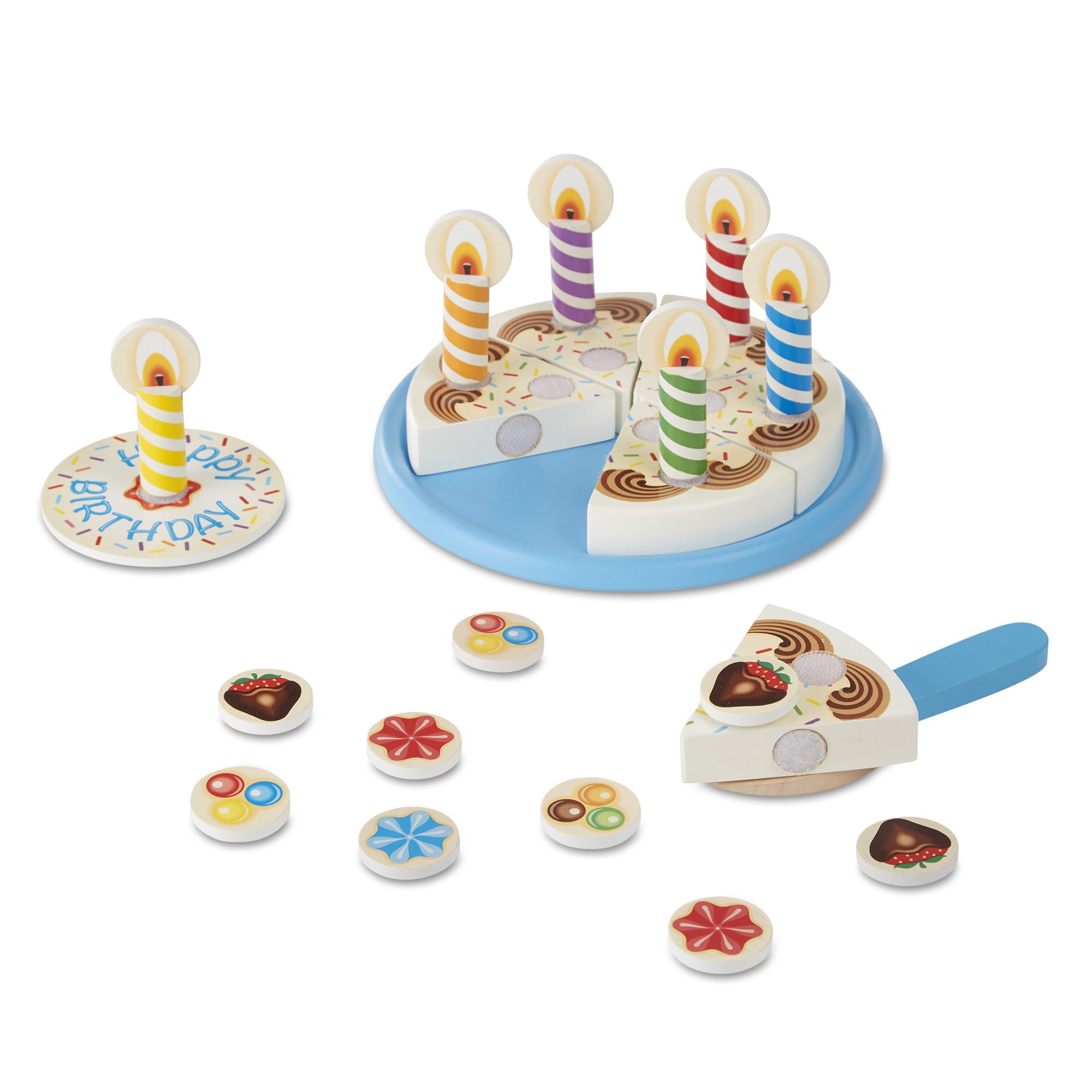 Melissa & Doug Wooden Birthday Cake Play Food Toy for Kids Ages 3-6 | 20 Pieces
