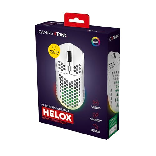 Trust GXT 929W Helox Wireless Gaming Mouse – Ultra-Lightweight 75g, 2.4GHz, Rechargeable, 800-4800 DPI, Honeycomb Design, White 14