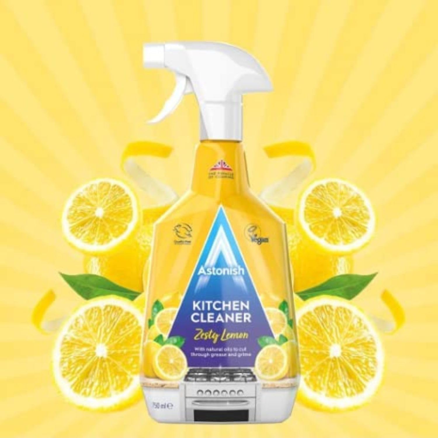 Astonish Kitchen Cleaner - Antibacterial, Zesty Lemon Scent, 750ml