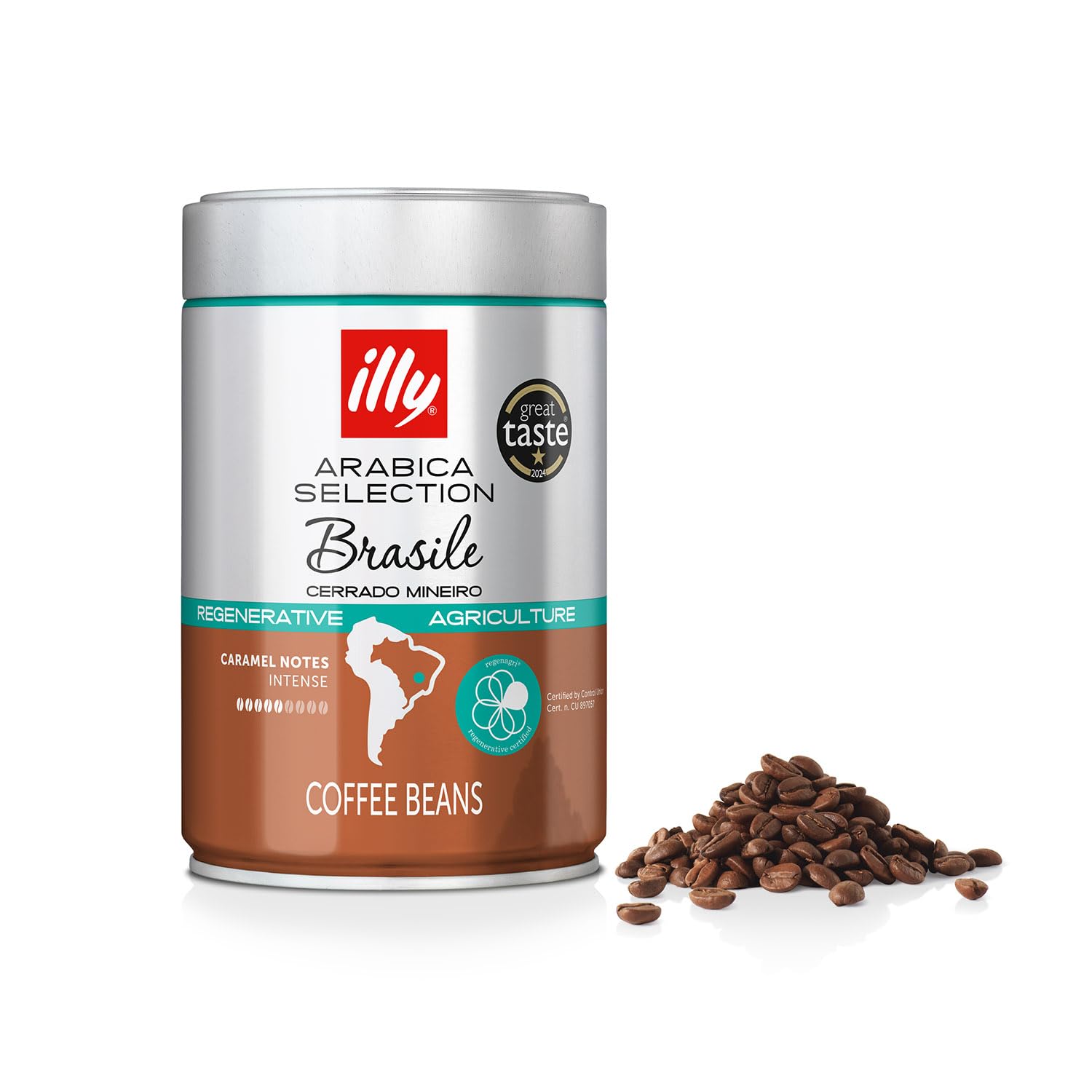 illy Brazil Cerrado Mineiro Single Origin 100% Arabica Coffee Beans - Regenerative Agriculture Certified - 250g Tin