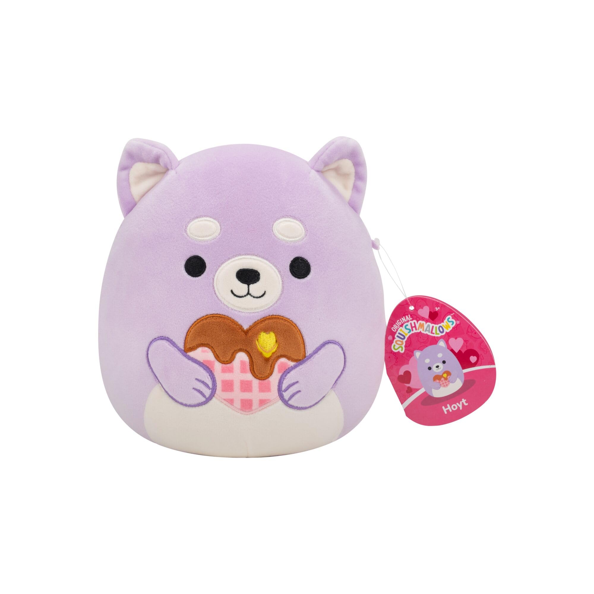 Squishmallows 7.5-Inch Hoyt the Lavender Shiba Inu Valentine's Plush Toy