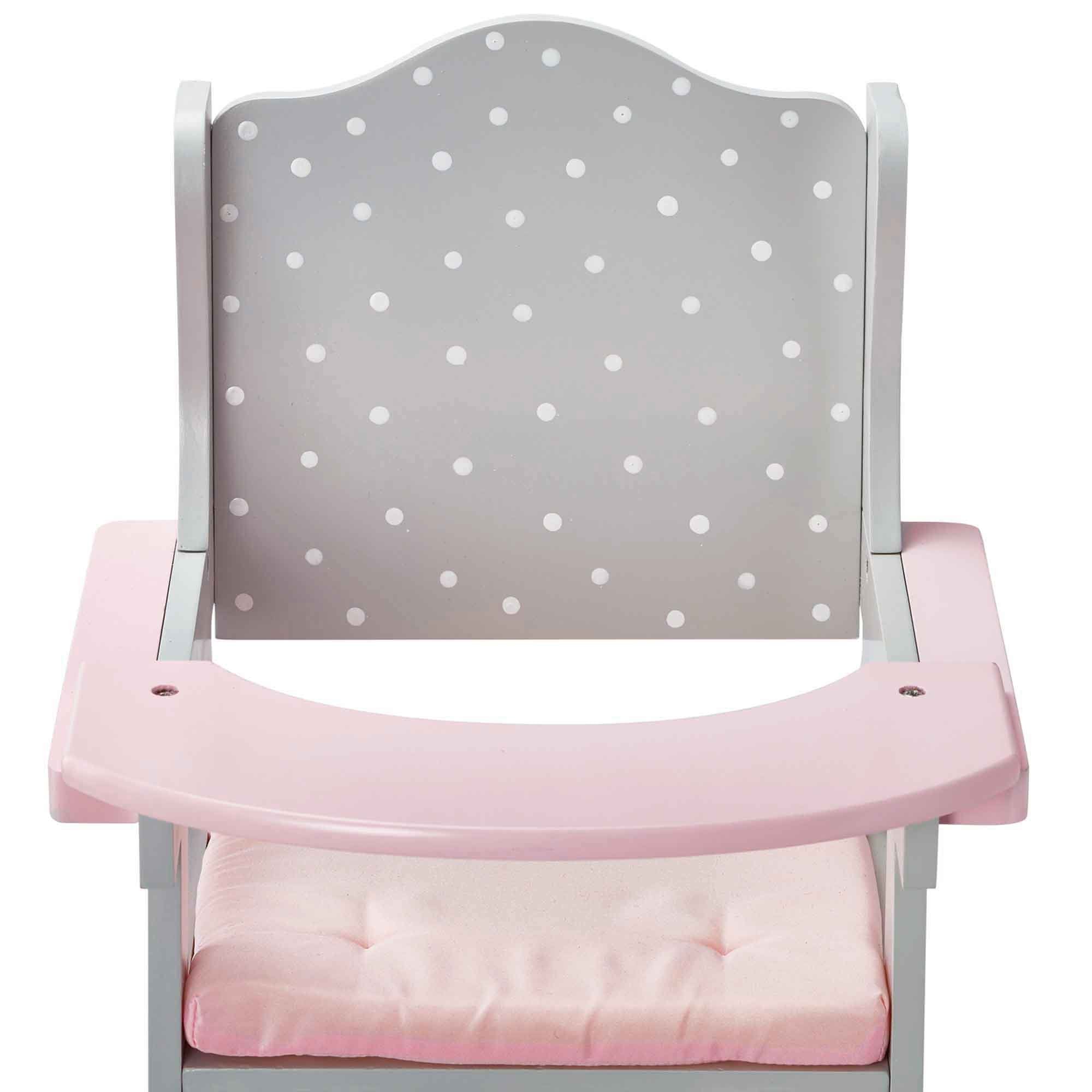 Olivia's Little World Little Princess Pink Polka Dot Wooden Baby Doll High Chair - Doll Furniture for 16-18" Dolls 8