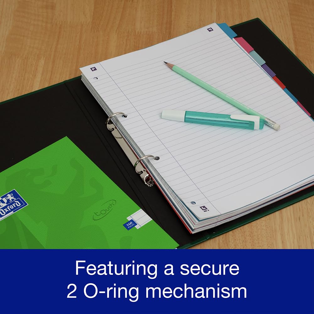 Oxford Premium A4 Ring Binder, Dark Green Single Folder, 25mm Capacity, Lam 5