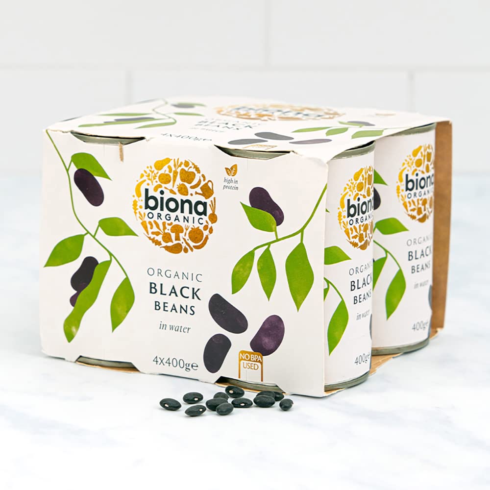 Biona Organic Black Beans 400g, Pack of 4 - Pre-Cooked in Water, BPA-Free Cans 3