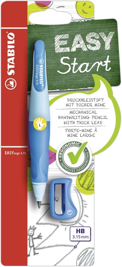 Handwriting Pencil - STABILO EASYergo 3.15 Left Handed Light Blue/Dark Blue + Sharpener 1