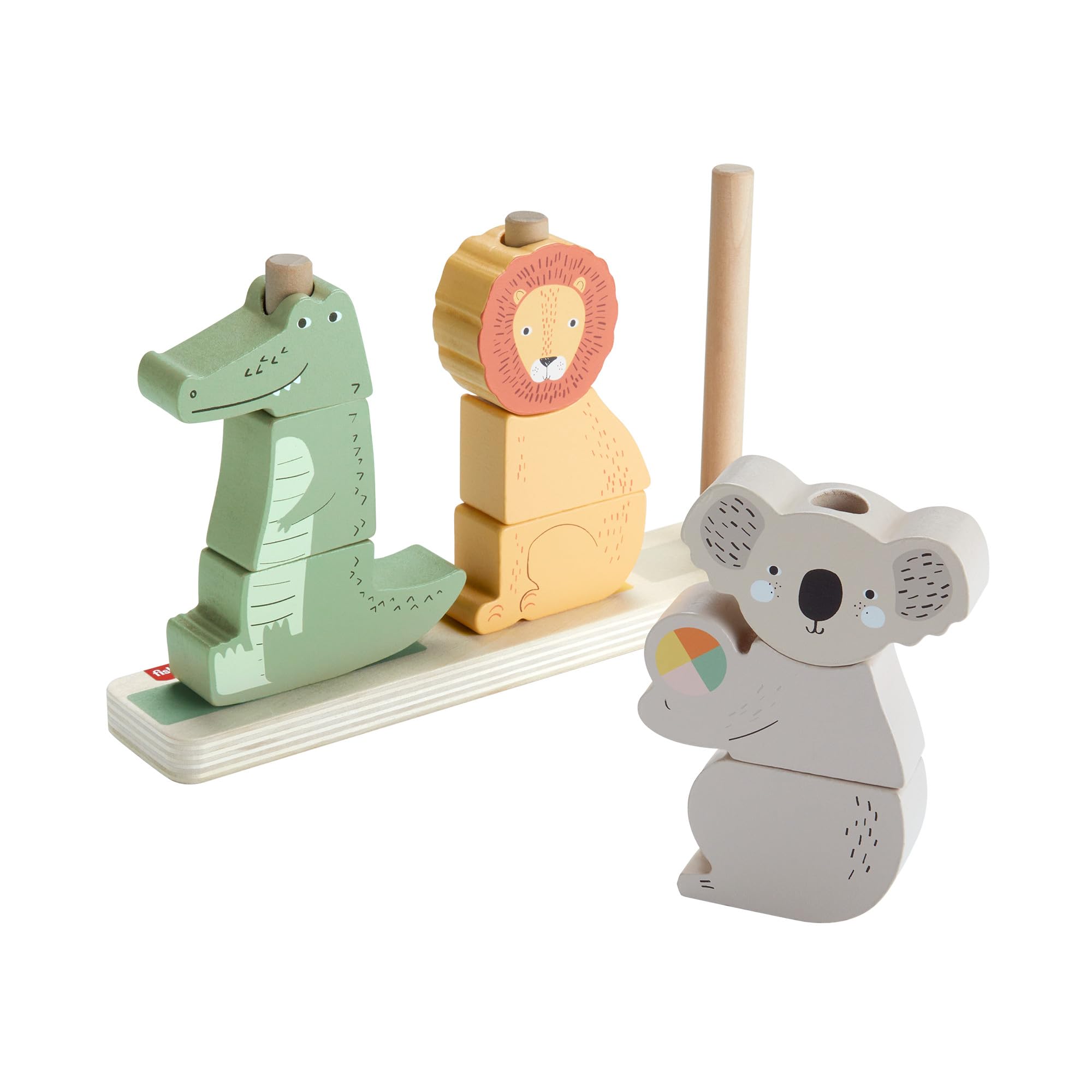 Fisher-Price Wooden Stack & Sort Animals - Educational Stacking Toy for Toddlers 1+