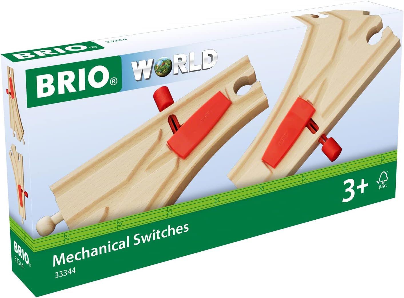 BRIO World Mechanical Switches Wooden Train Track - 2 Pack for Kids 3 Years Up
