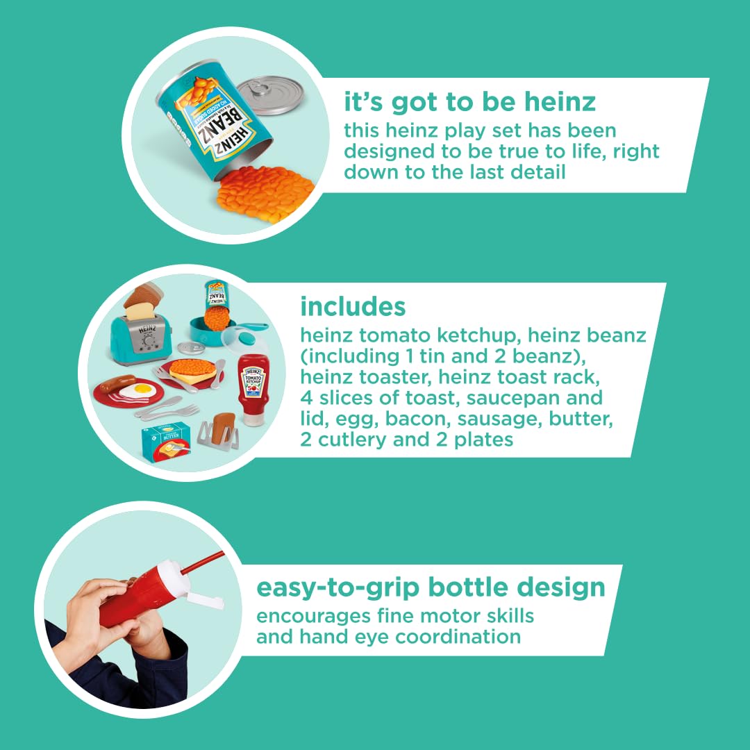 Casdon Heinz All-Day Breakfast Cook Set - 20-Piece Pretend Play Kitchen Set for Ages 2+ 5