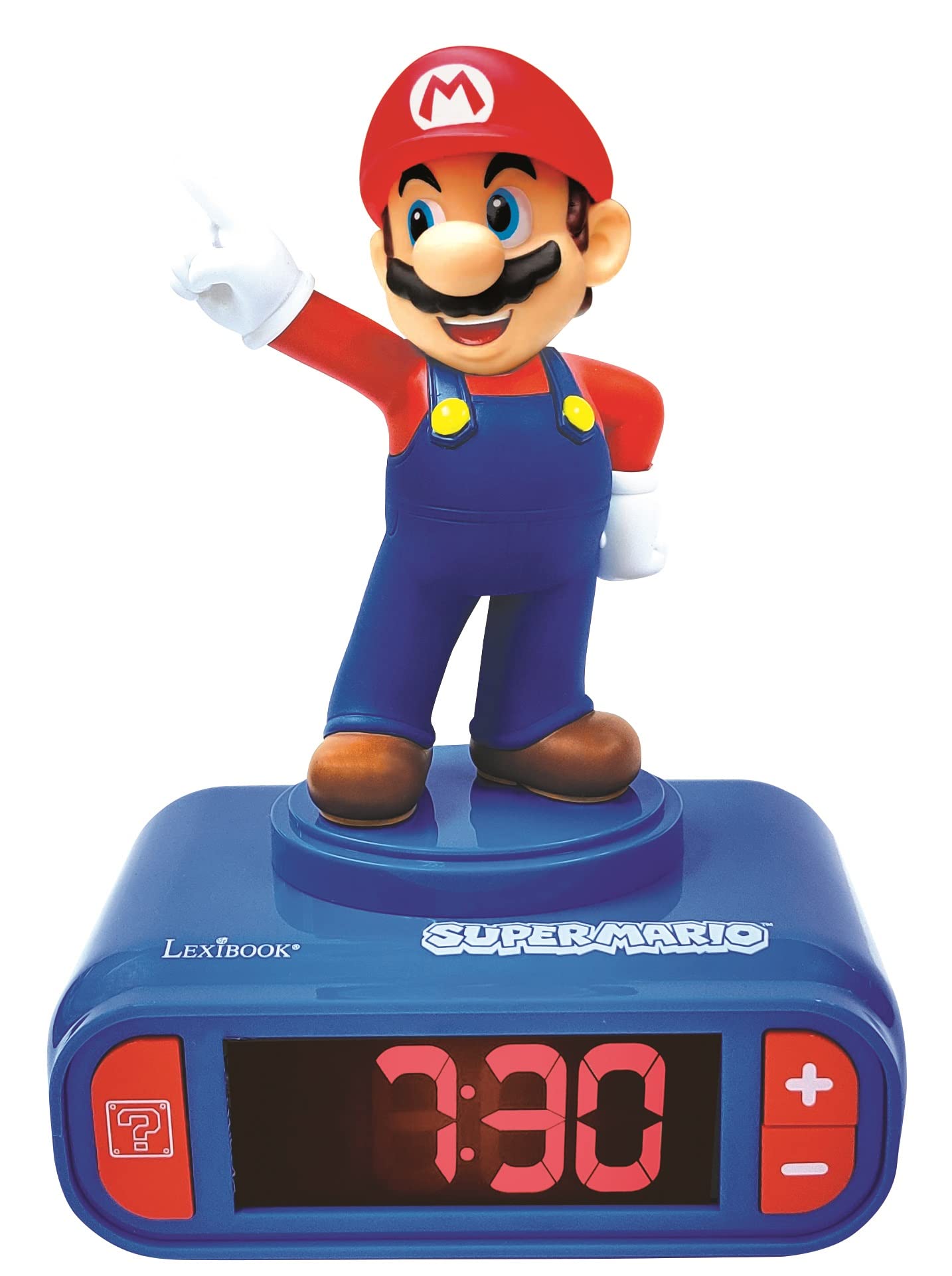 Super Mario - Nintendo Digital Alarm Clock with Sound Effects - Blue/Red