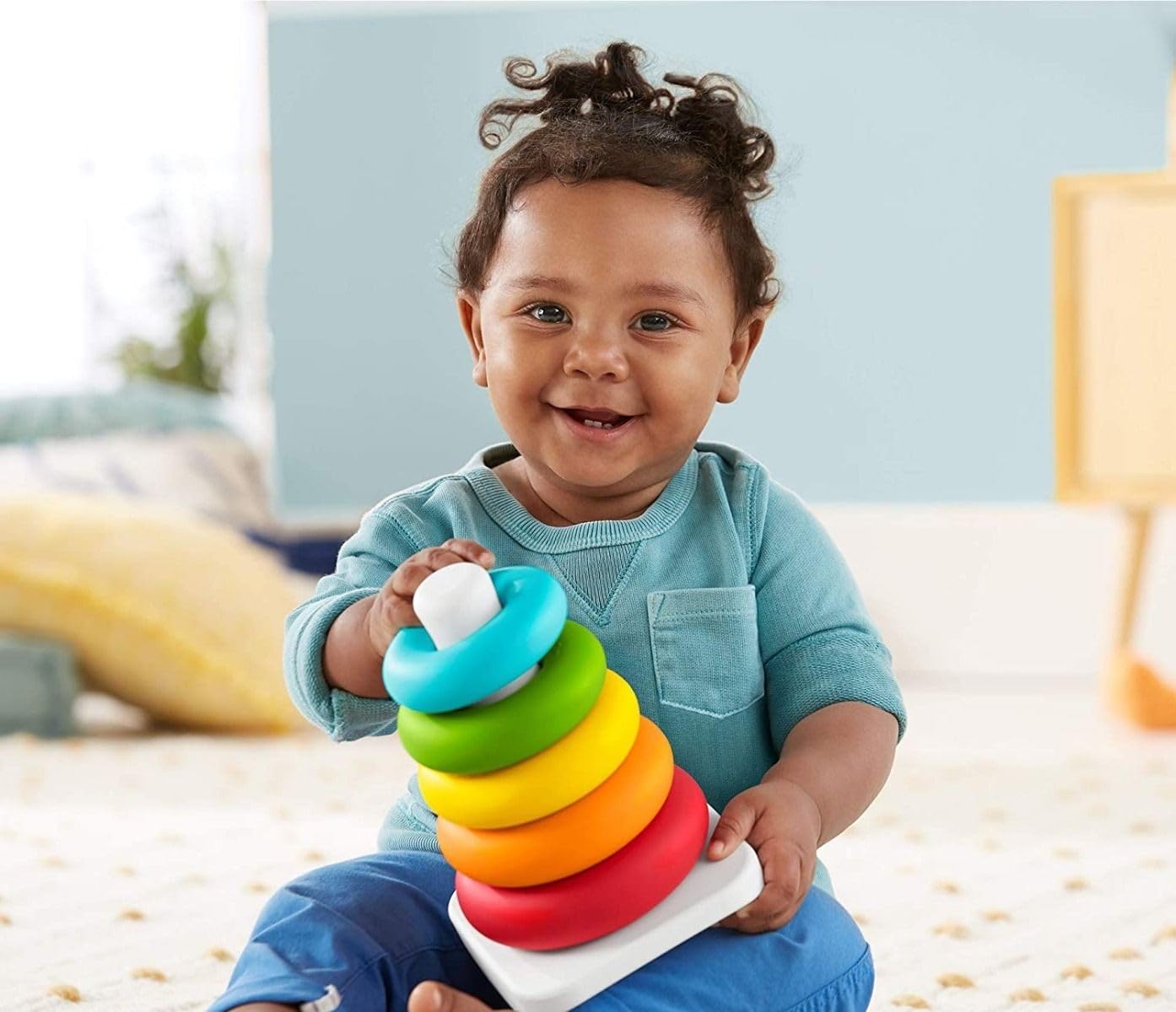 Fisher-Price Eco Rock-a-Stack Stacking Toy | 5 Colorful Rings | Ages 6 Months+