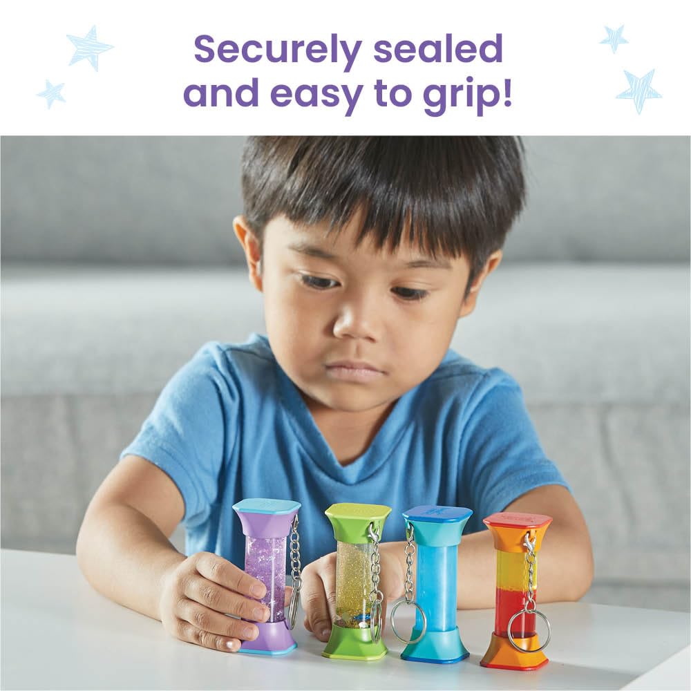 Learning Resources Soothing Swirlers Sensory Tubes - 4-Pack with Keychains for Kids Ages 3+ 5