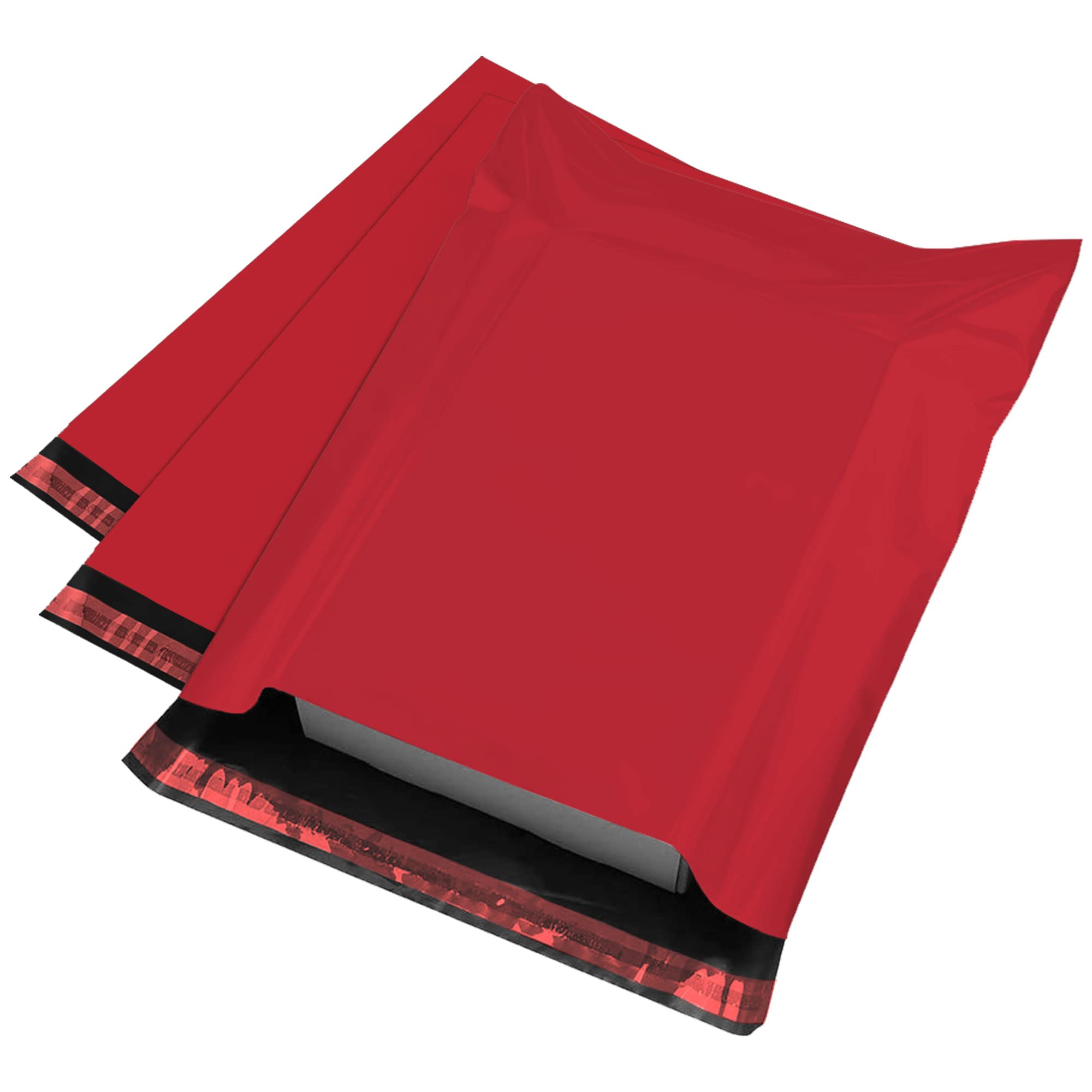 iSOUL Strong Large Mailing Postal Bags - 100 Pack | 12 x 16 Inch | Red | Water Resistant
