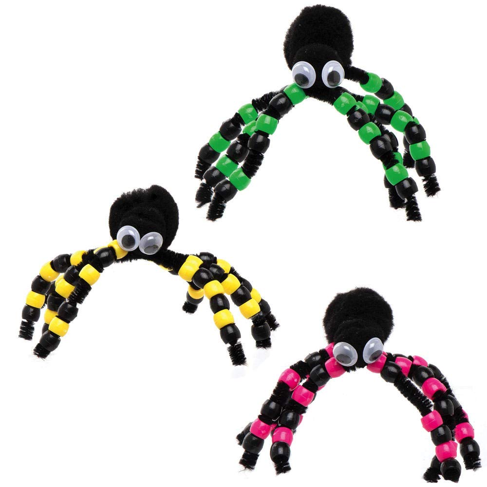 Baker Ross Spider Bead Craft Kit - Pack of 4 Halloween Craft Kits for Kids 3