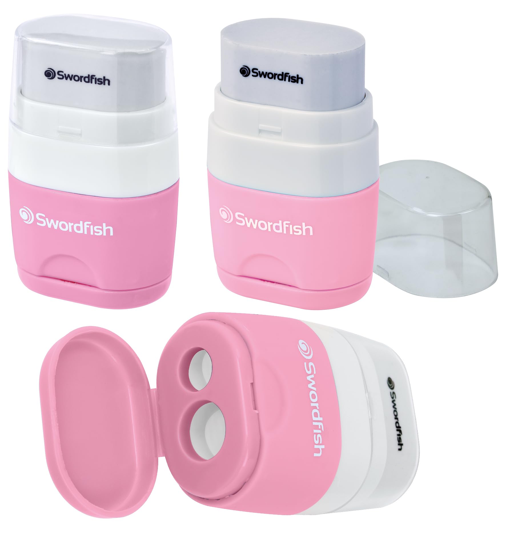 Swordfish Twin Combo Pastel 2-in-1 Pencil Sharpener and Eraser Pack 4