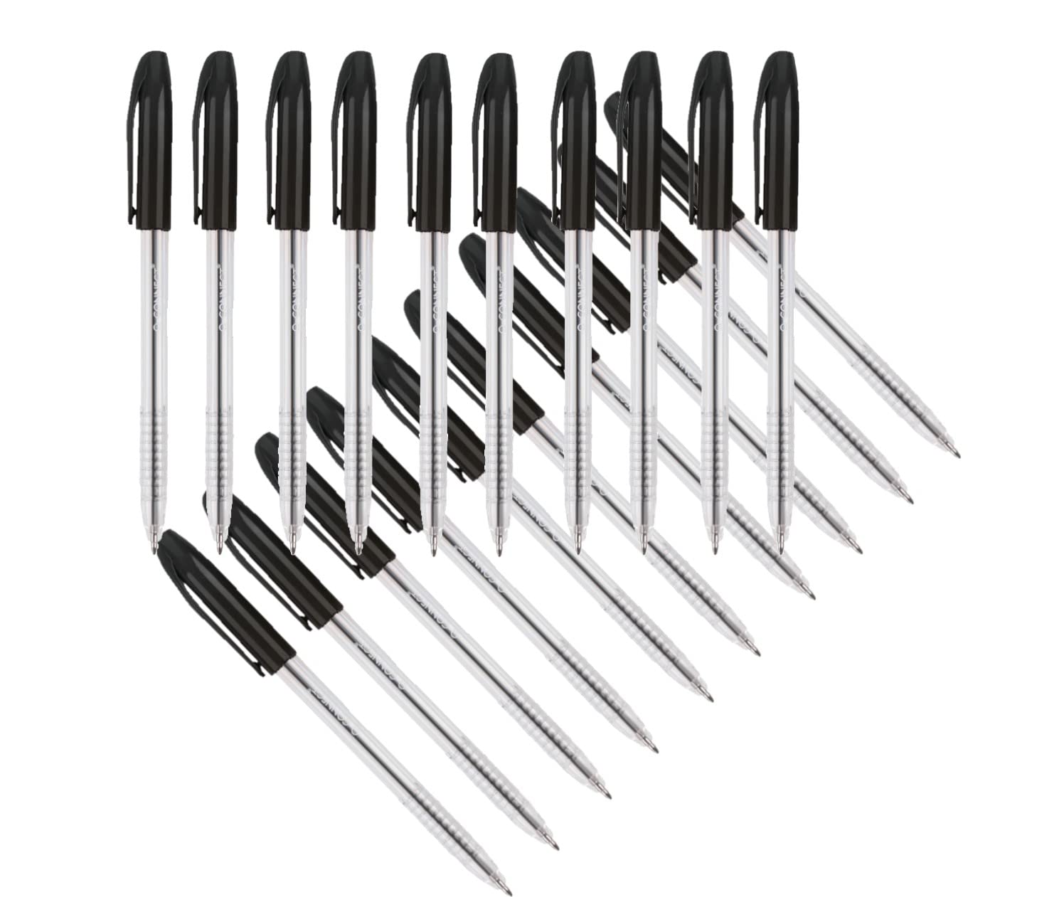Q-Connect Stick Grip Ballpoint Pen - Medium 0.5mm Black Ink | Pack of 20 1