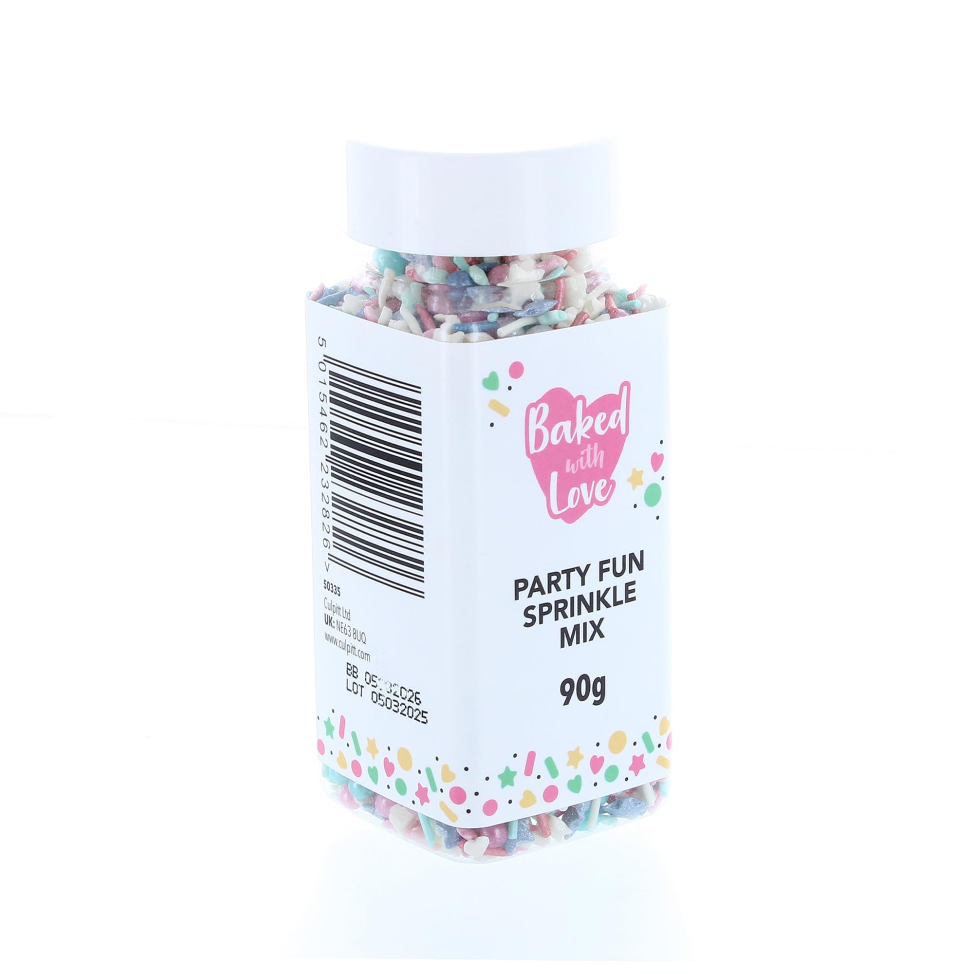 Baked with Love - Party Fun Sprinkles Mix | Blue, Pink & White Edible Cake Decorations | 90g Resealable Bottle 4