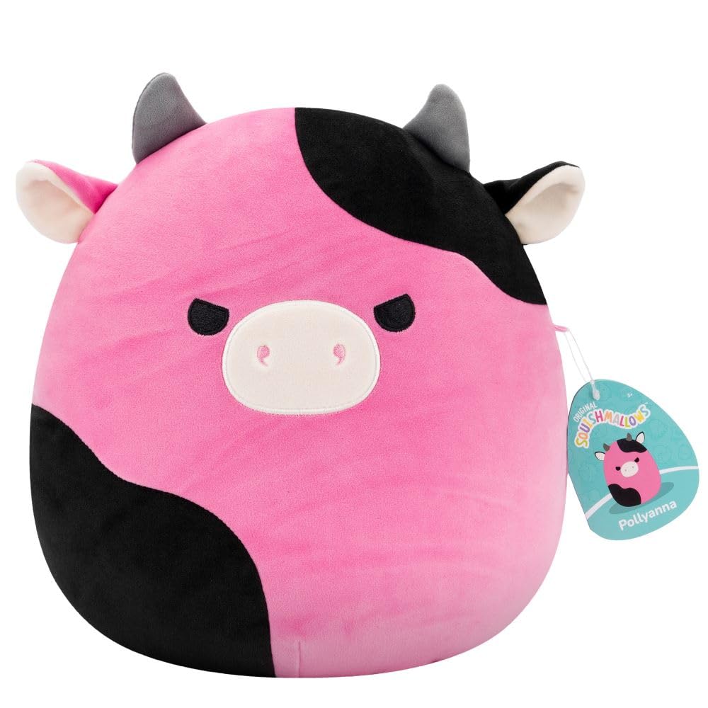 Squishmallows 12-Inch Pollyanna the Black & Pink Cow Plush 7