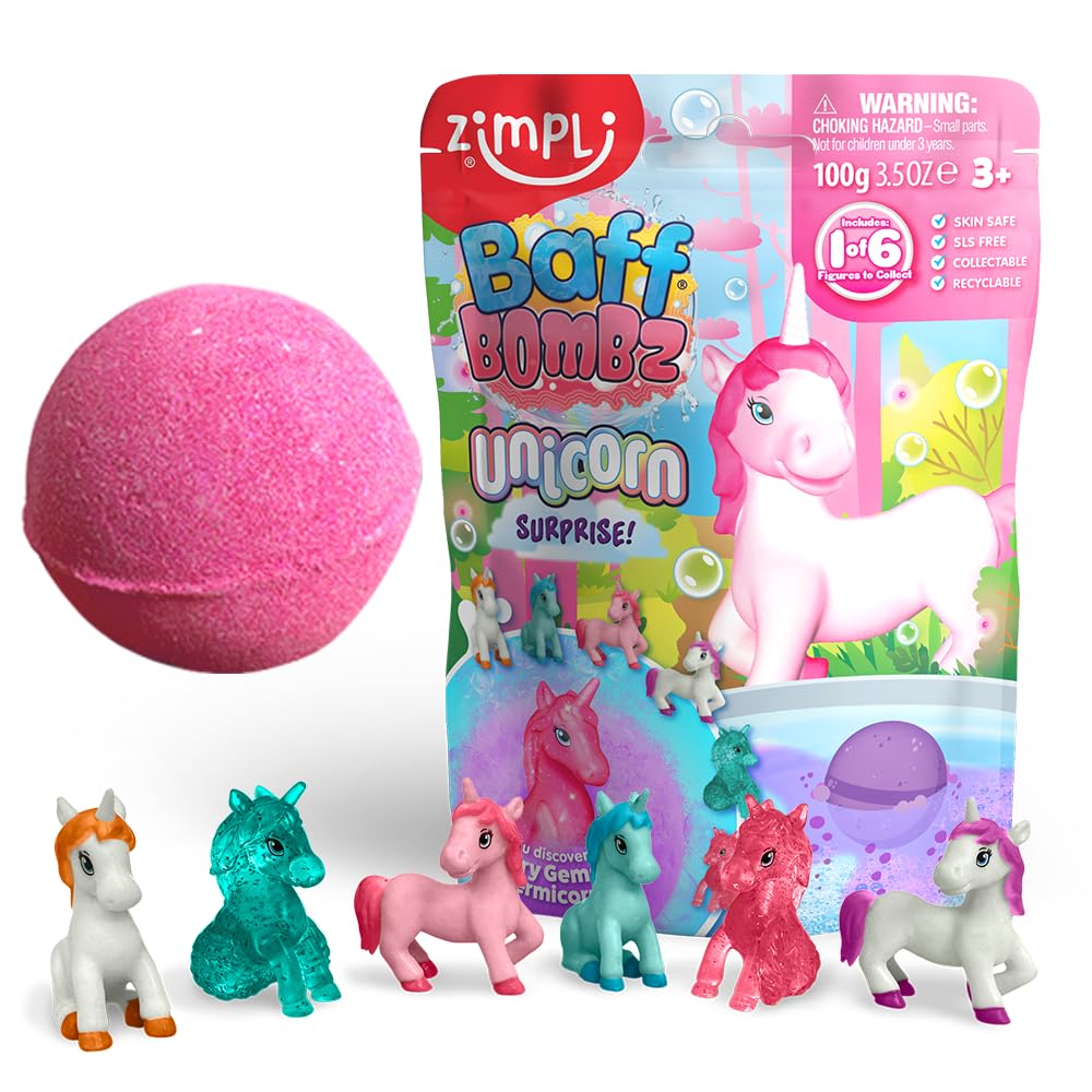 ZIMPLI Unicorn Surprise Bath Bomb - 100g Tablet | Collectible Toy Inside | Fruity Scent
