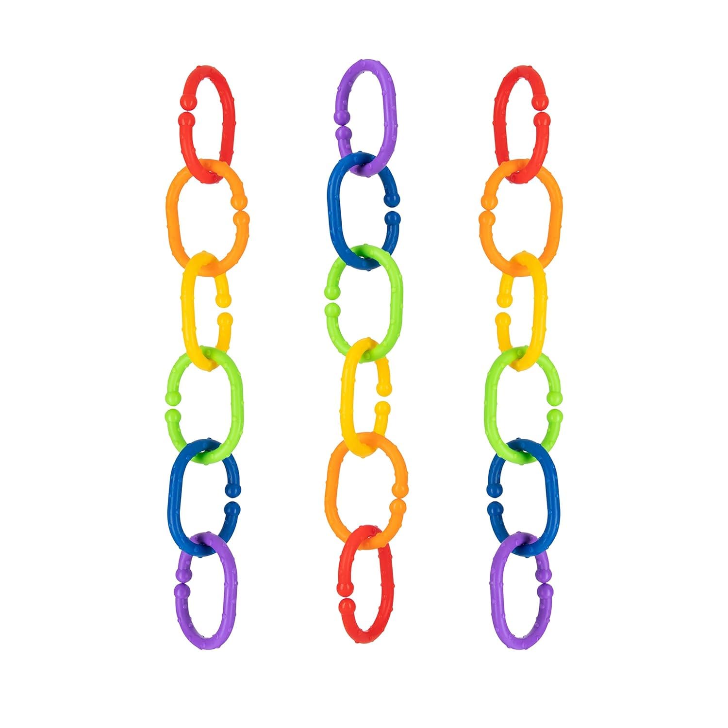 Nuby Linkables - 18-Link Multicolor Chain for Car Seat & Stroller Toys - 3 Months+ 3