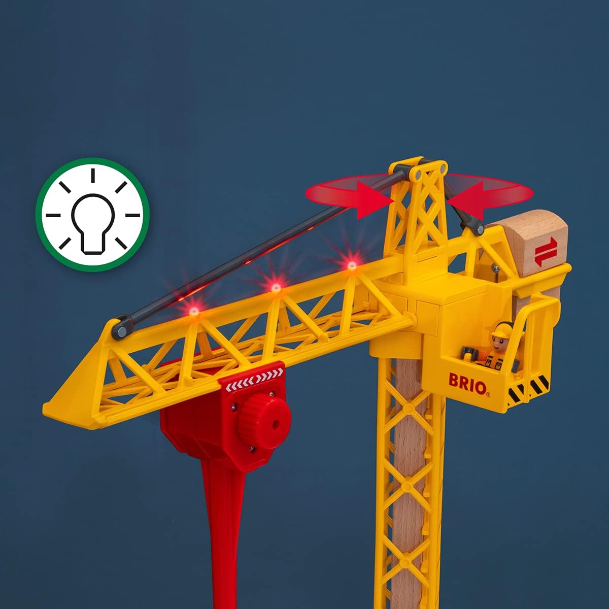 BRIO 33835 Light Up Construction Crane - 360-Degree Rotating Tower with Magnetic Hook & Lights 5