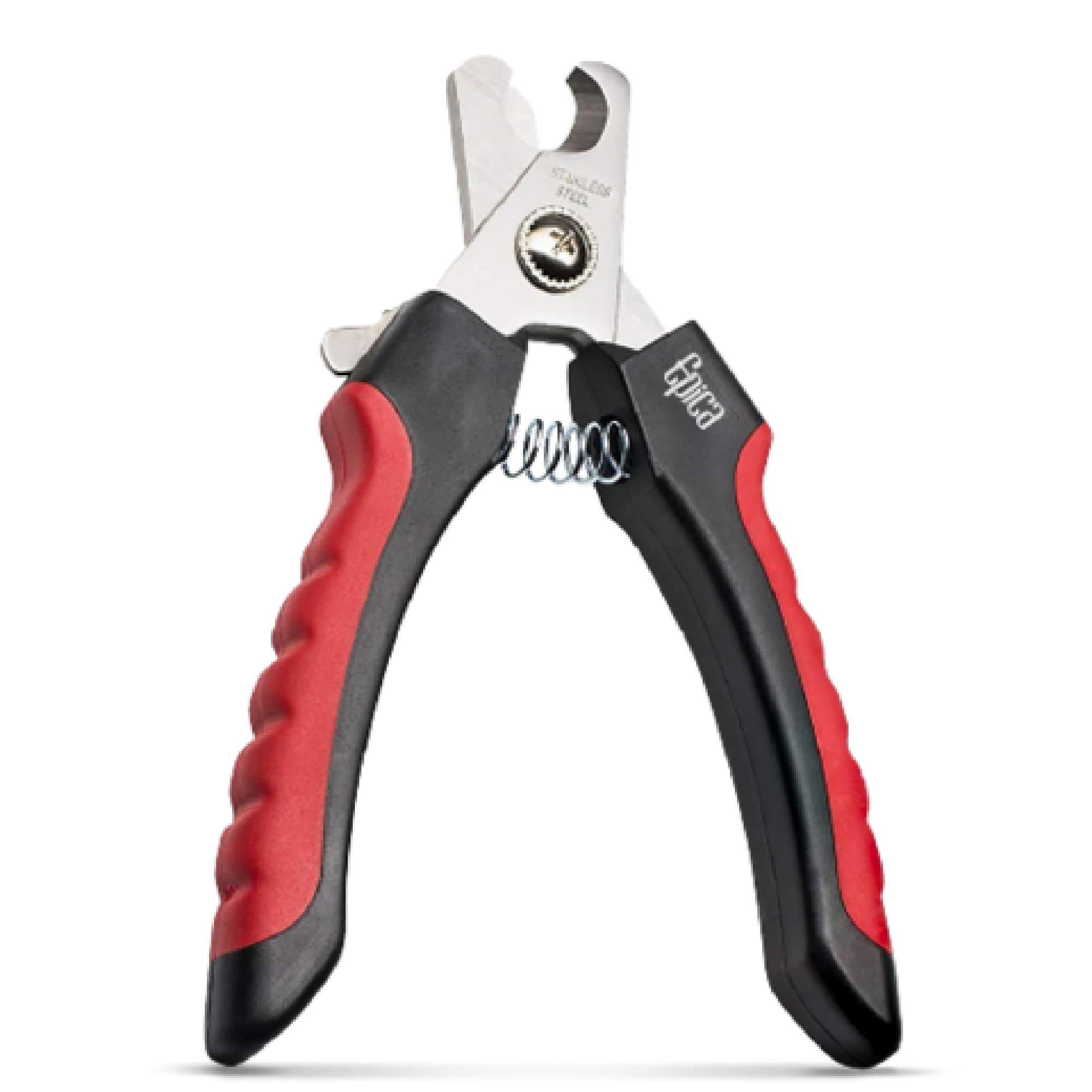 Epica Large Dog Nail Clippers - High-Grade Stainless Steel, Black/Red, Safety Lock