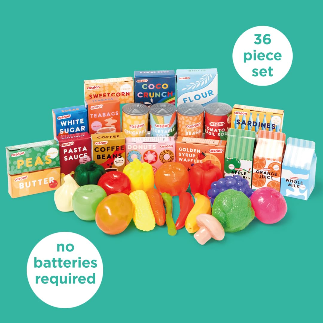 Casdon 617 Family Favourites Toy Grocery Set - 36-Piece Play Food Set for Ages 2+ 4