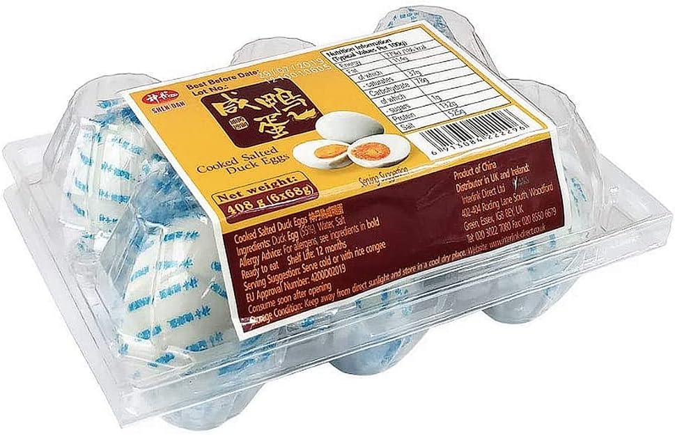 Shen Dan Cooked Salted Duck Eggs 6 Pack 408g