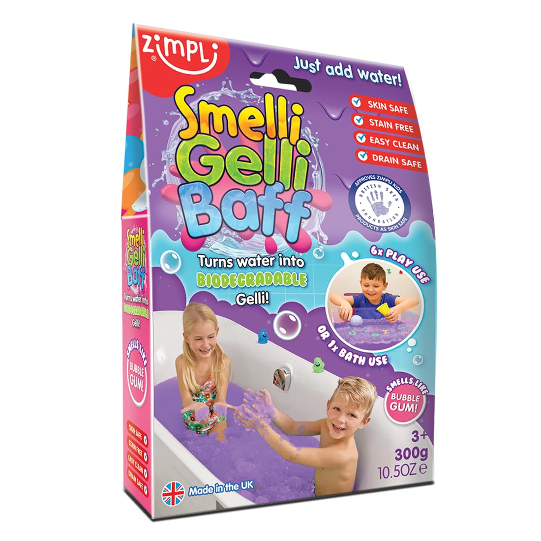 ZIMPLI Gelli Baff Bubblegum - Magical Bath Toy for Kids, Turns Water into Thick Scented Goo