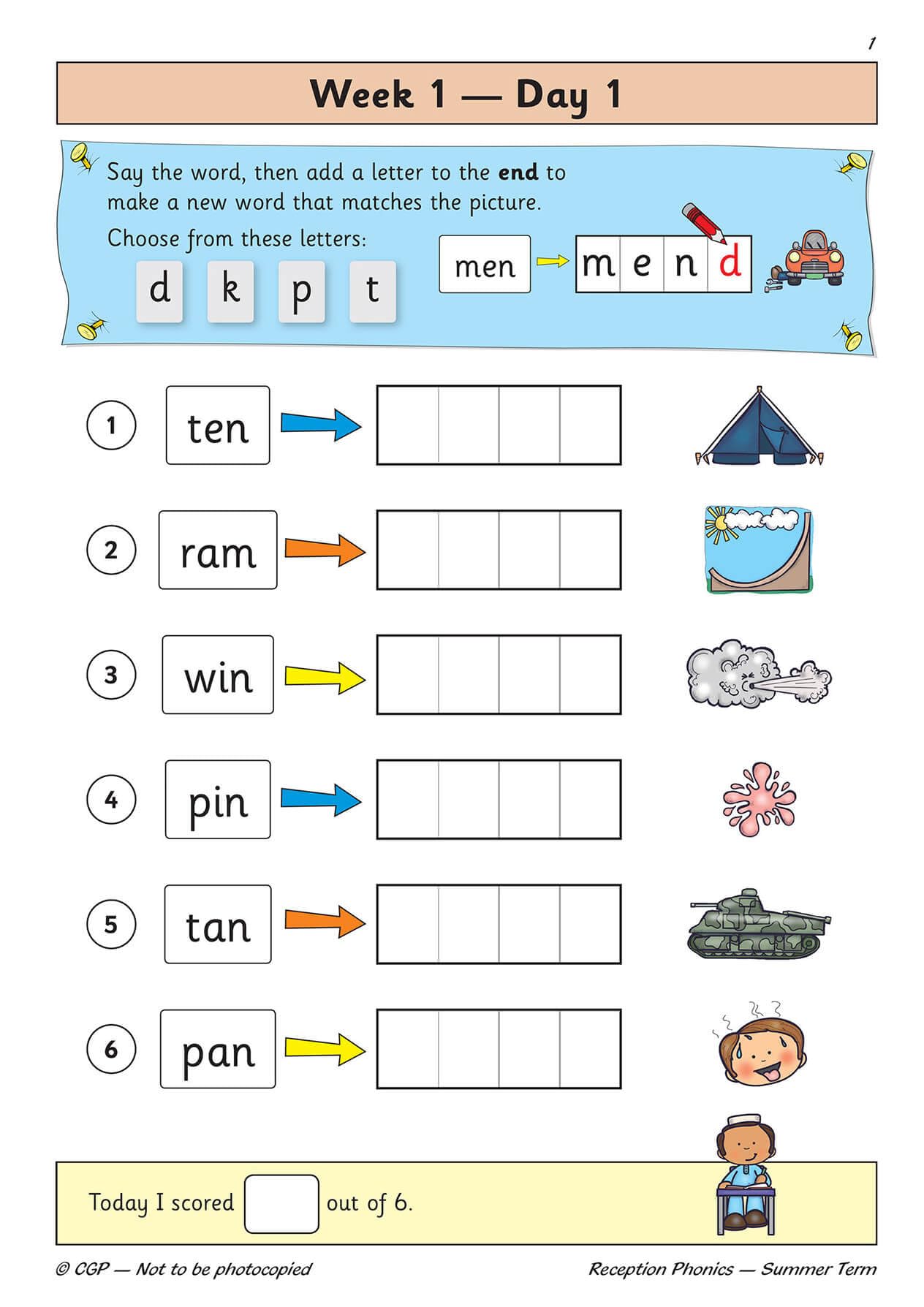 CGP Reception Phonics Daily Practice Book - Summer Term Workbook | Ages 4-5 | Paperback 2