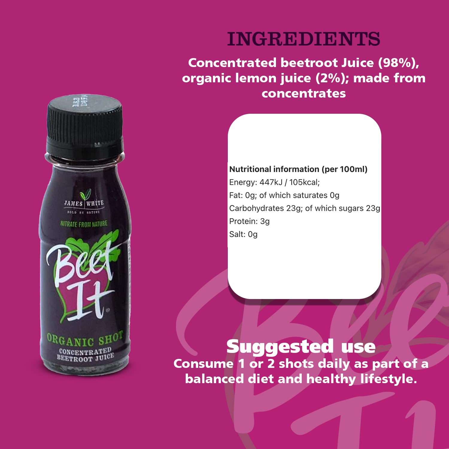 Beet It Organic Concentrated Beetroot Shot 300mg Nitrates (Pack of 15 x 70ml) 3