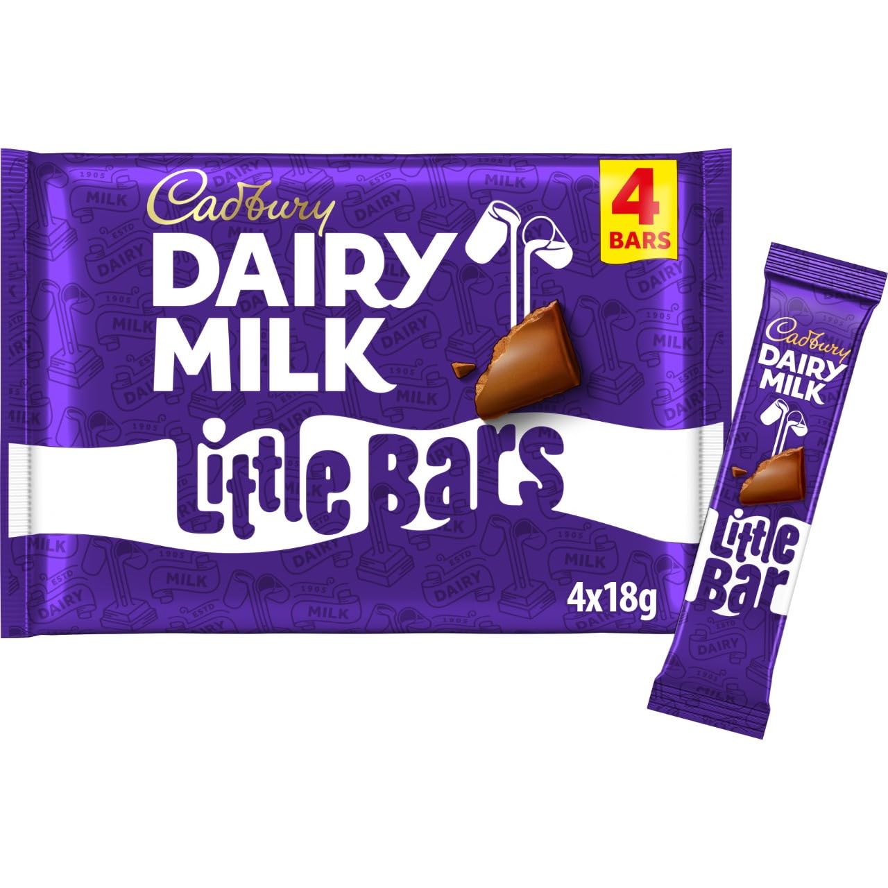 Cadbury Dairy Milk Chocolate Little Bars, 18 g (4er-Pack)